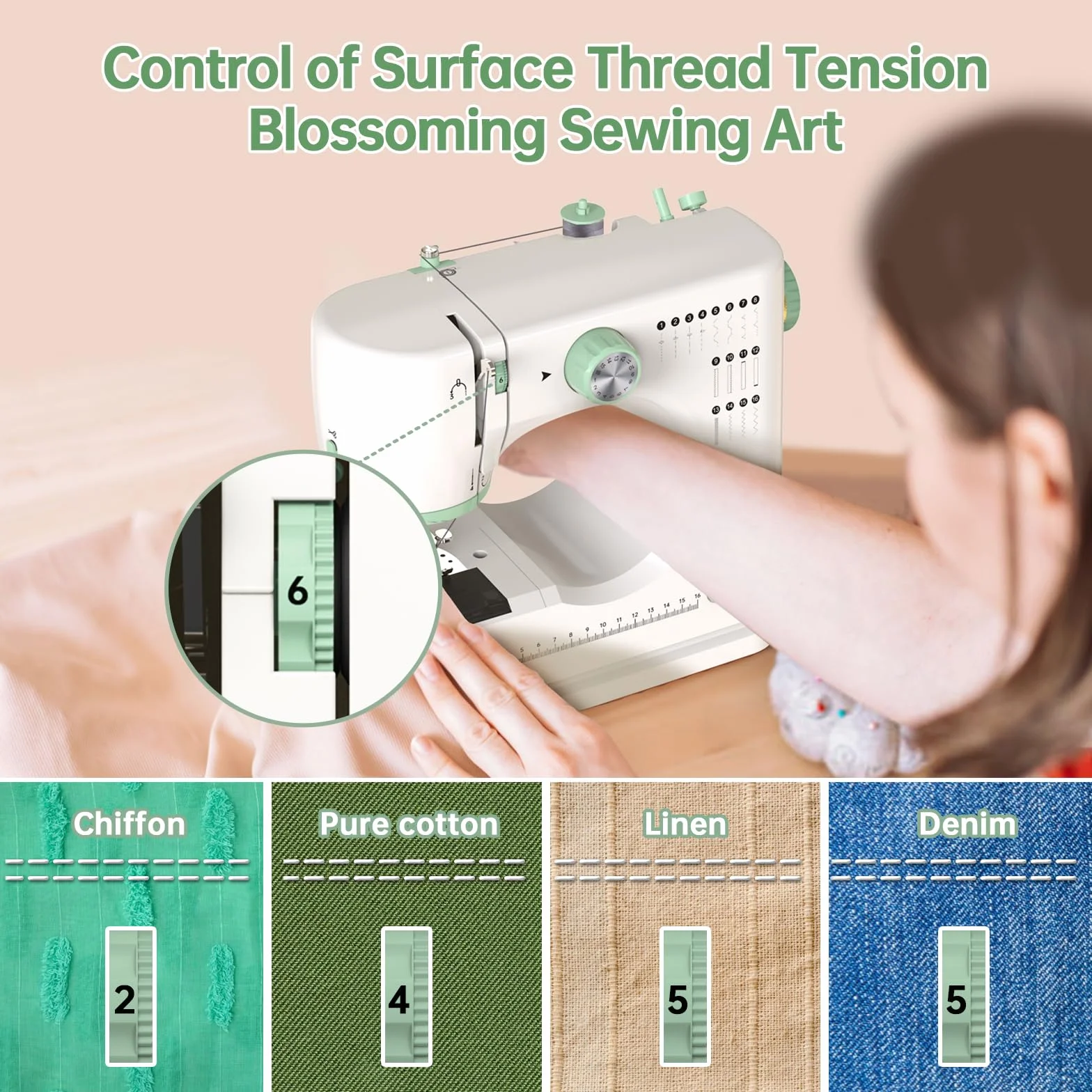 StitchMaster Pro:Ballet en agujas gemelas. Máquina de coser, máquina de coser para principiantes, doble aguja y doble hilo, 16 tipos de puntadas. Máquina de coser para el hogar, máquina de coser para
