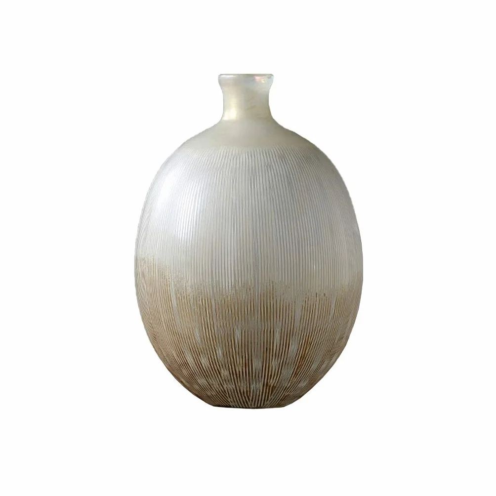 Generic Jarrón, Jarrón de Vidrio Hecho a Mano Sala de Estar Mesa de Café Dormitorio Ornamento de Oficina Jarrón de Cuello Estrecho Jarrón de Boca Pequeña/Brown/17 * 4,5 * 26 cm