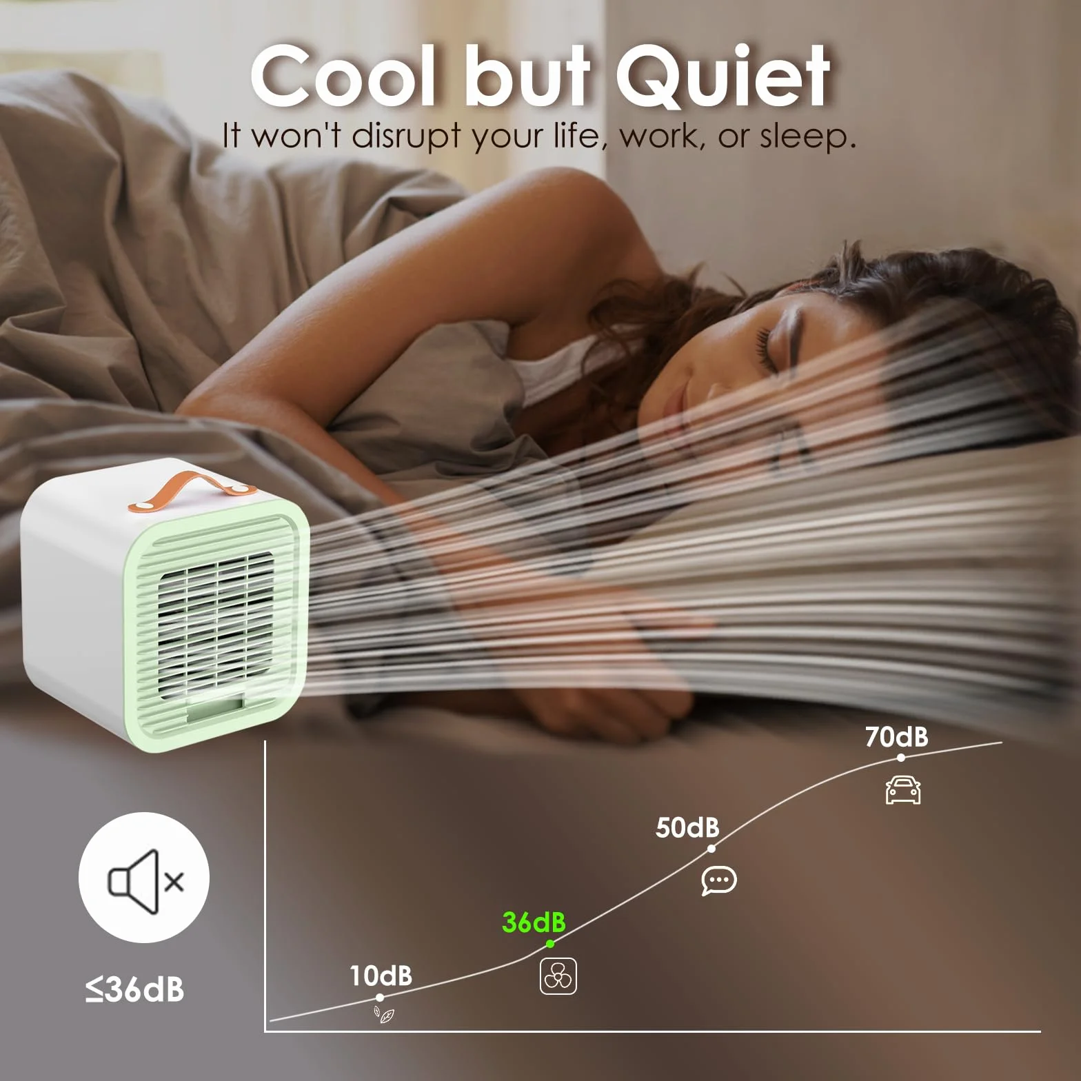 Mini Enfriador de Aire Portátil USB Ventilador 3 Velocidades Silencioso Recargable