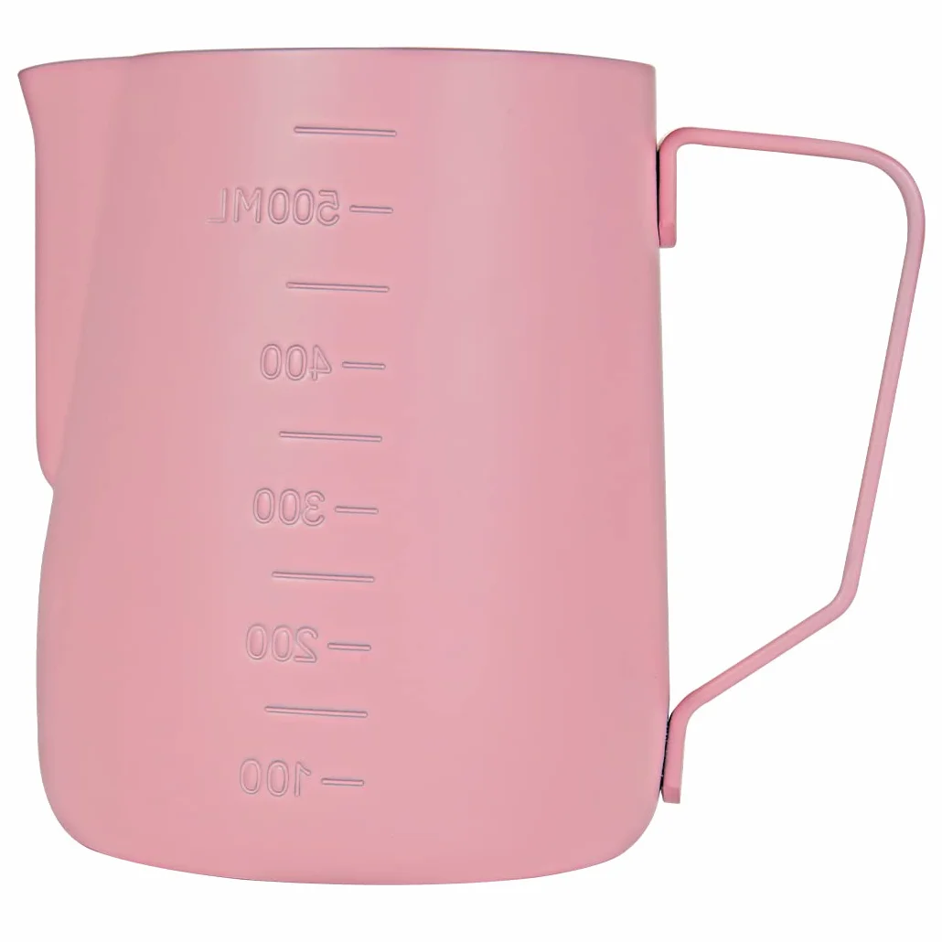 Jarra de Vapor 600 ml - Jarra de Espuma de Leche de Acero Inoxidable, Taza de Café Arte con Leche Rosa