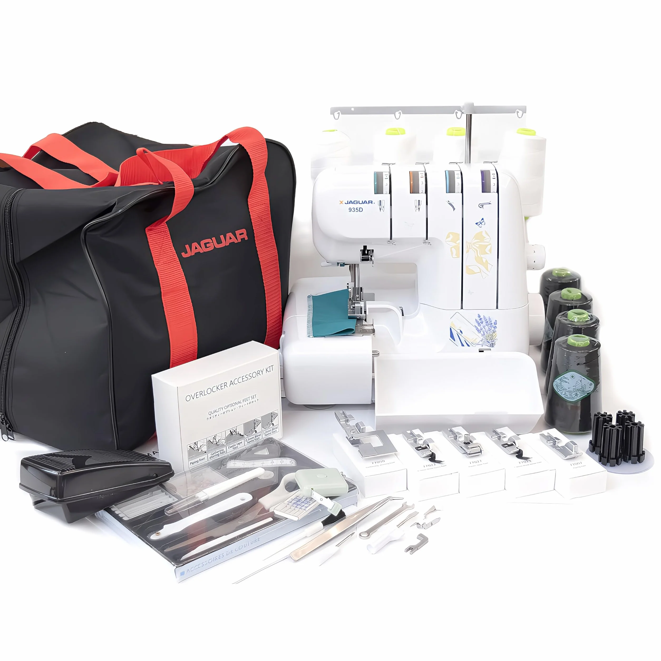 Jaguar 935D Serger, máquina de coser overlock, incluye paquete de accesorios grande