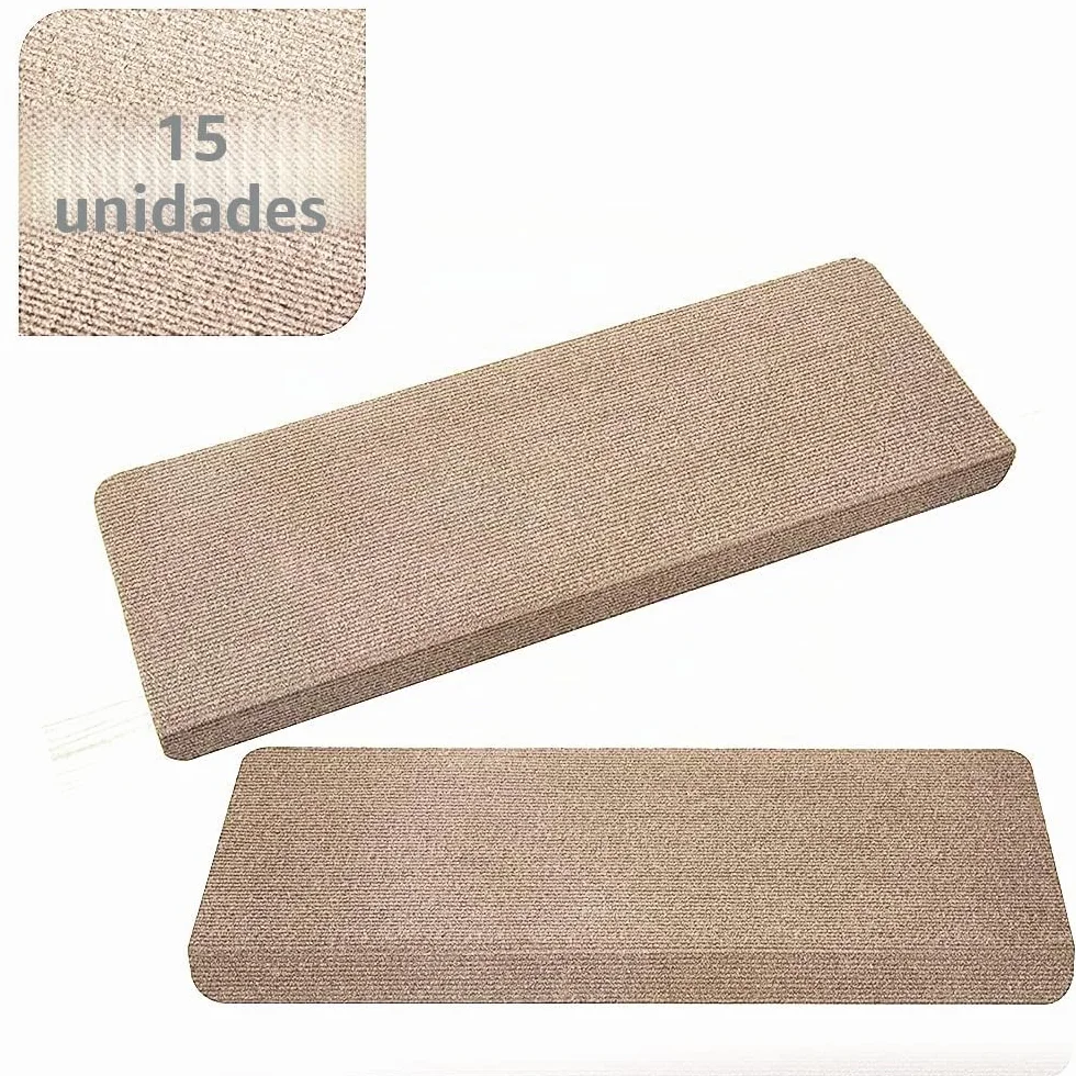 HUOLE 15x Alfombrilla Autoadhesiva Escalera Protector Alfombra Peldaños Adhesivos Decoración Amortiguación Antideslizante Sisal Beige Oscuro (65x25cm marrón)