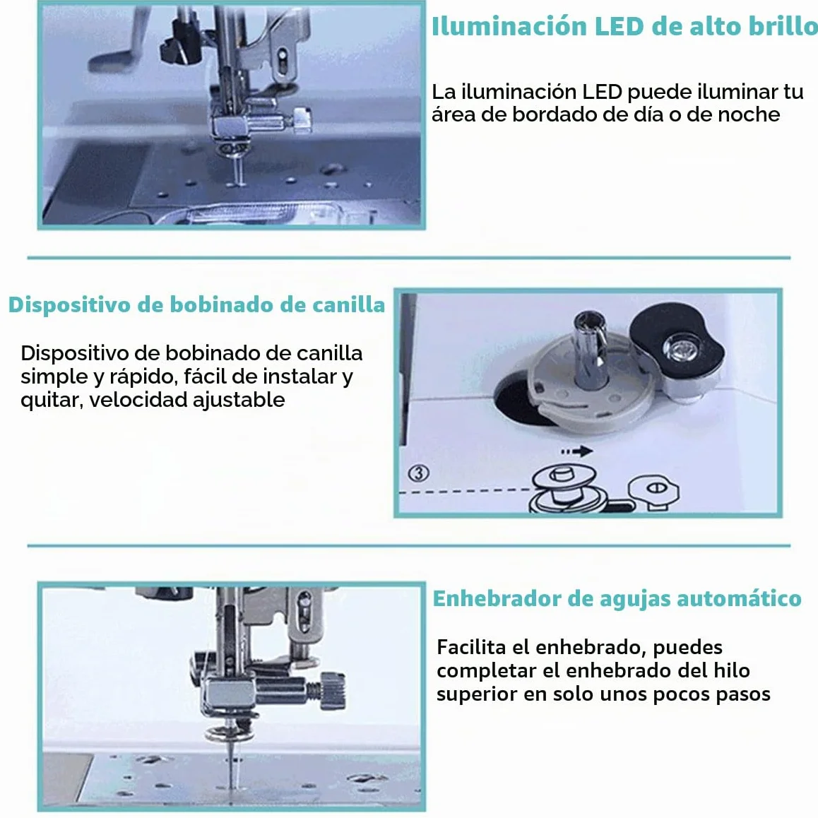 Máquina de bordar eléctrica con 158 diseños integrados, pantalla táctil LCD y 210 letras. Costura fácil con zona de bordado de 4 x 9,2 cm