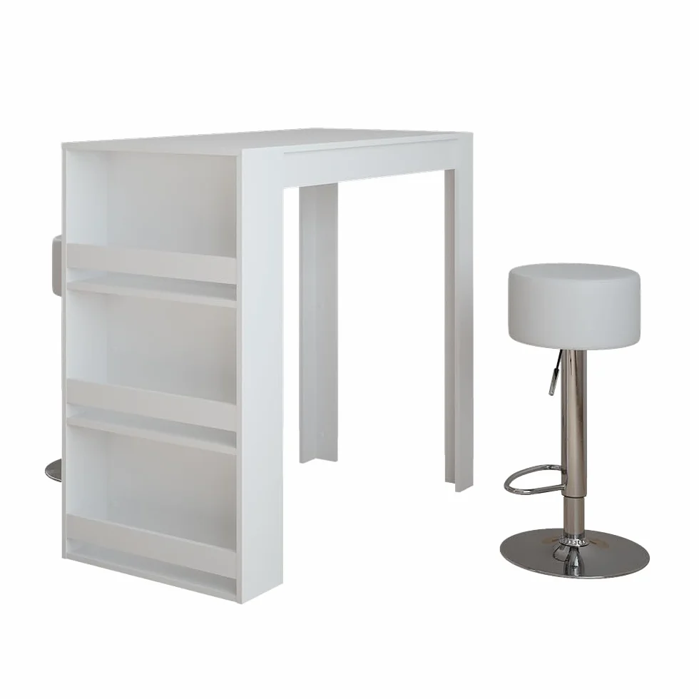 Vicco Juego de Mesa de Bar Repose, Blanco, 57 x 117 cm, 2 Taburetes, Mesa Alta Cocina Comedor