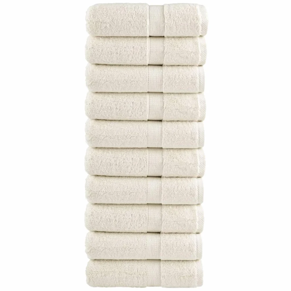 Solund - Juego de 10 toallas de invitado (30 x 50 cm, 600 g/m², 100 % algodón hilado en anillo, certificado Öko-Tex, absorbentes, con práctico lazo para colgar), color blanco crema