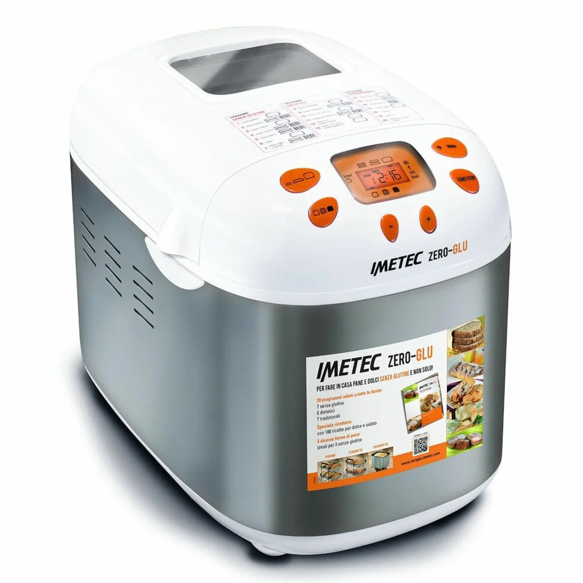 Imetec ZERO-GLU Panificadora, Blanco/Naranja, Estandar