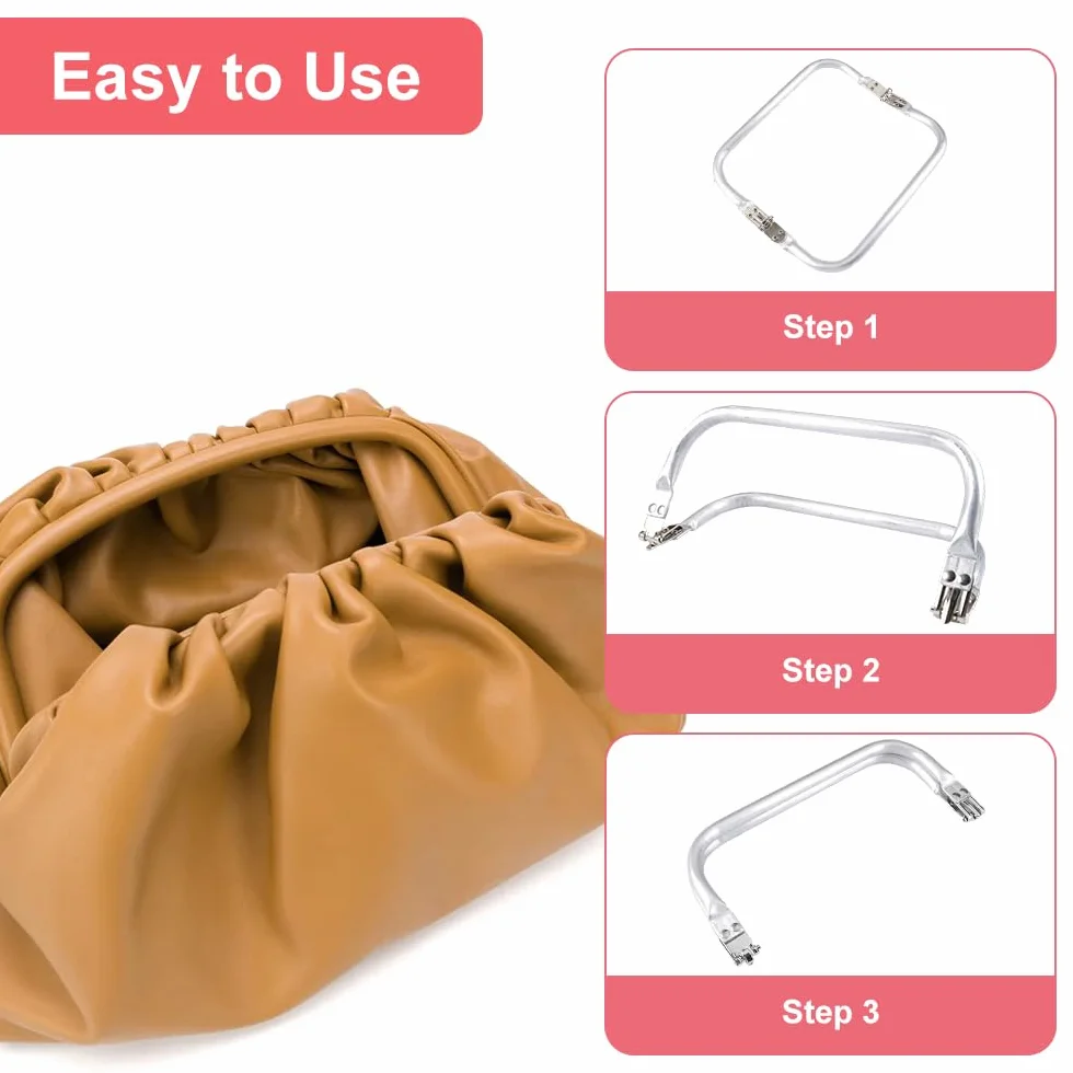 3 Piezas Marco de Monedero de Aluminio en Forma de U para Bolsos Manualidades