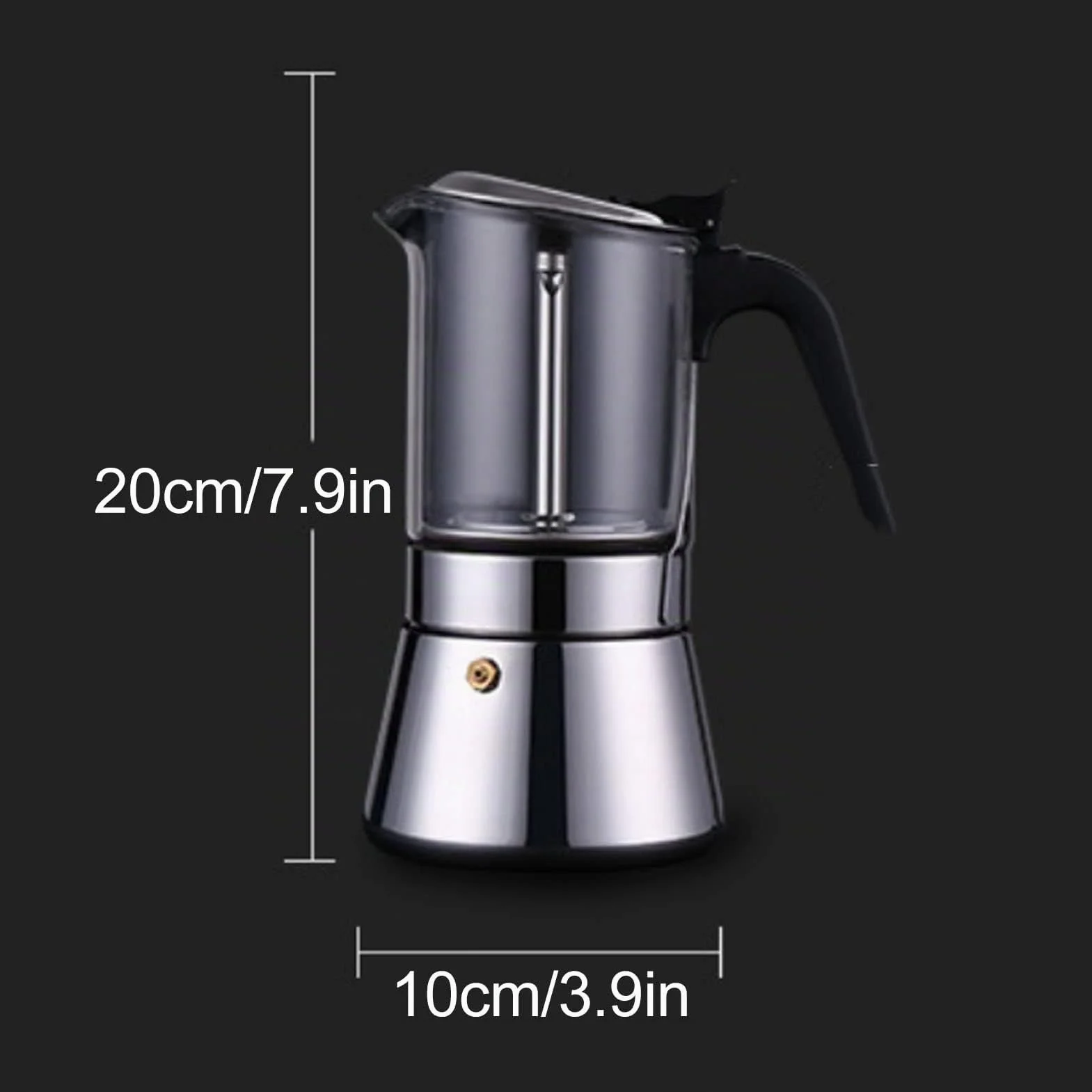 BuyWeek Cafetera Moka Pot, Cafetera Espresso de Tapa de Cristal Cafetera Italiana Clásica Cafetera para Estufa 4 Tazas