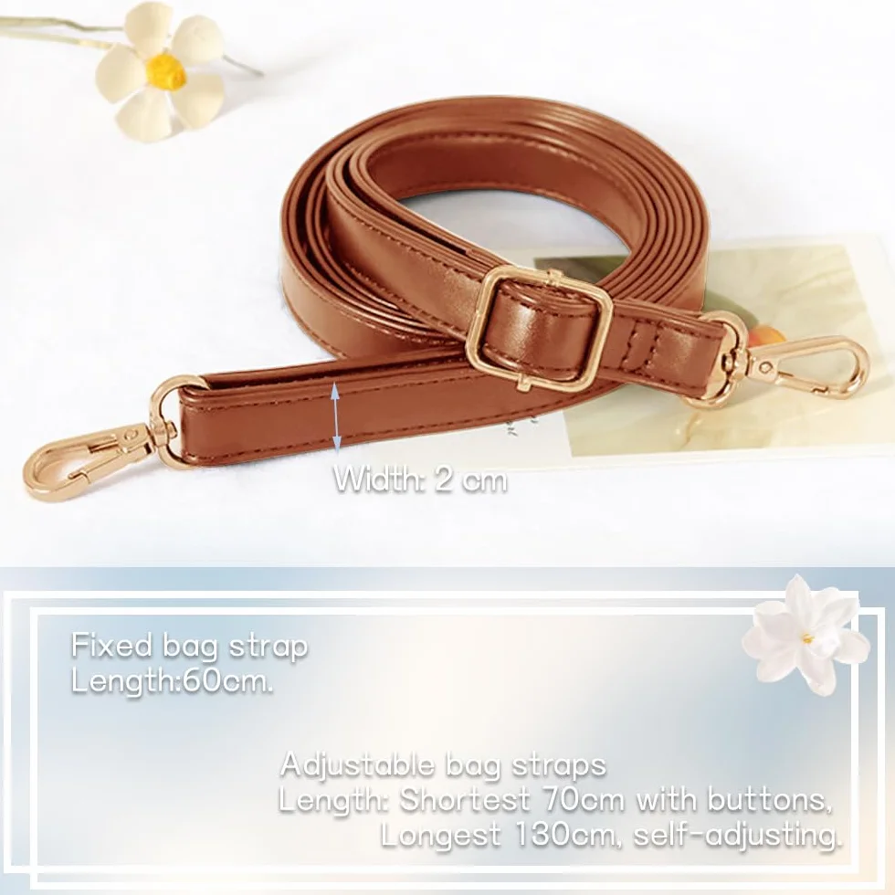 Correas de Hombro de Cuero Ajustables de 70-130cm para Bolso, Repuesto 60cm Marrón