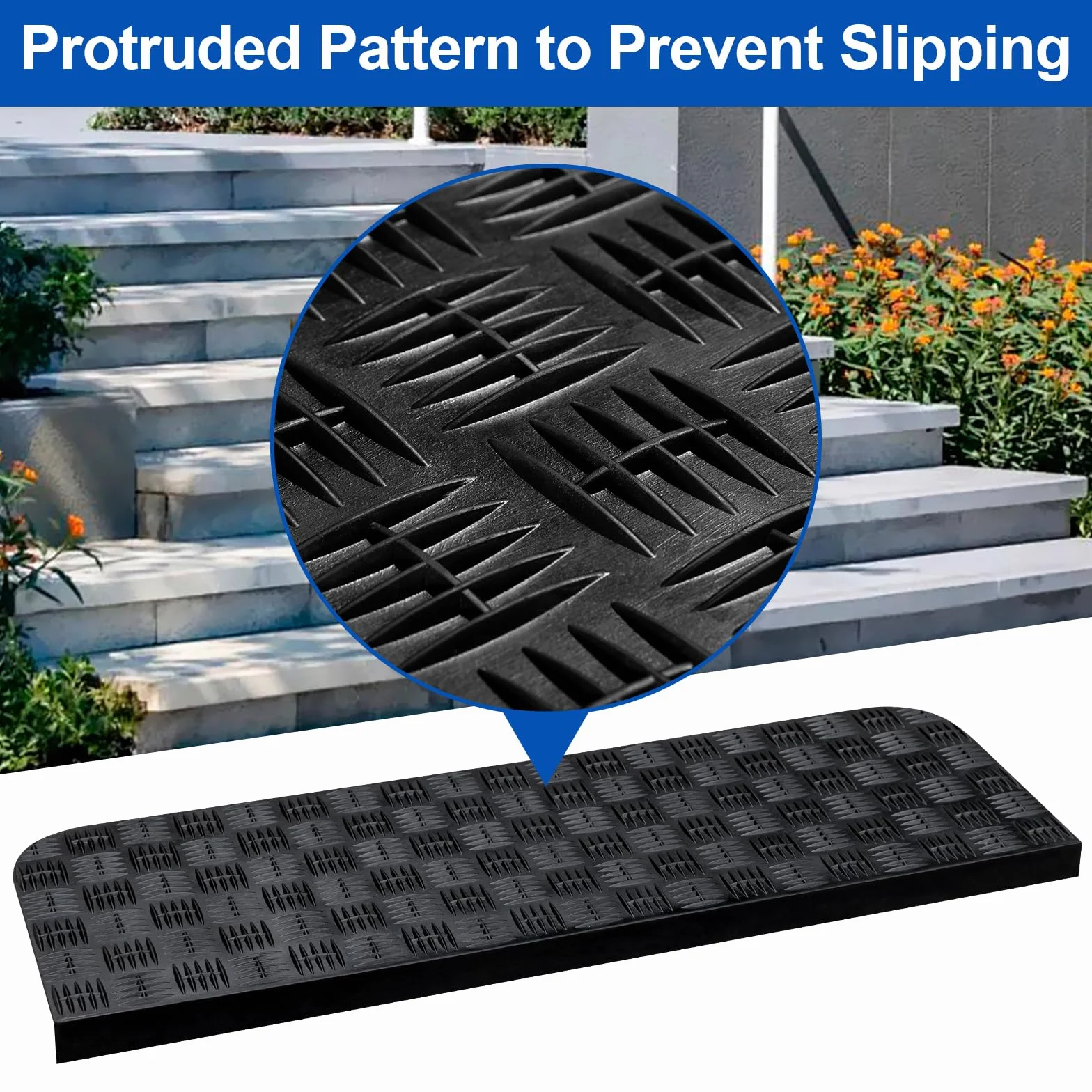 Spurtar Juego de 5 Cinta Caucho Sintético，65 x 25 cm Antideslizante Escaleras Alfombrillas de Goma para Escaleras, Antideslizantes para Interiores y Exteriores Moqueta Adhesiva con Doble Cara