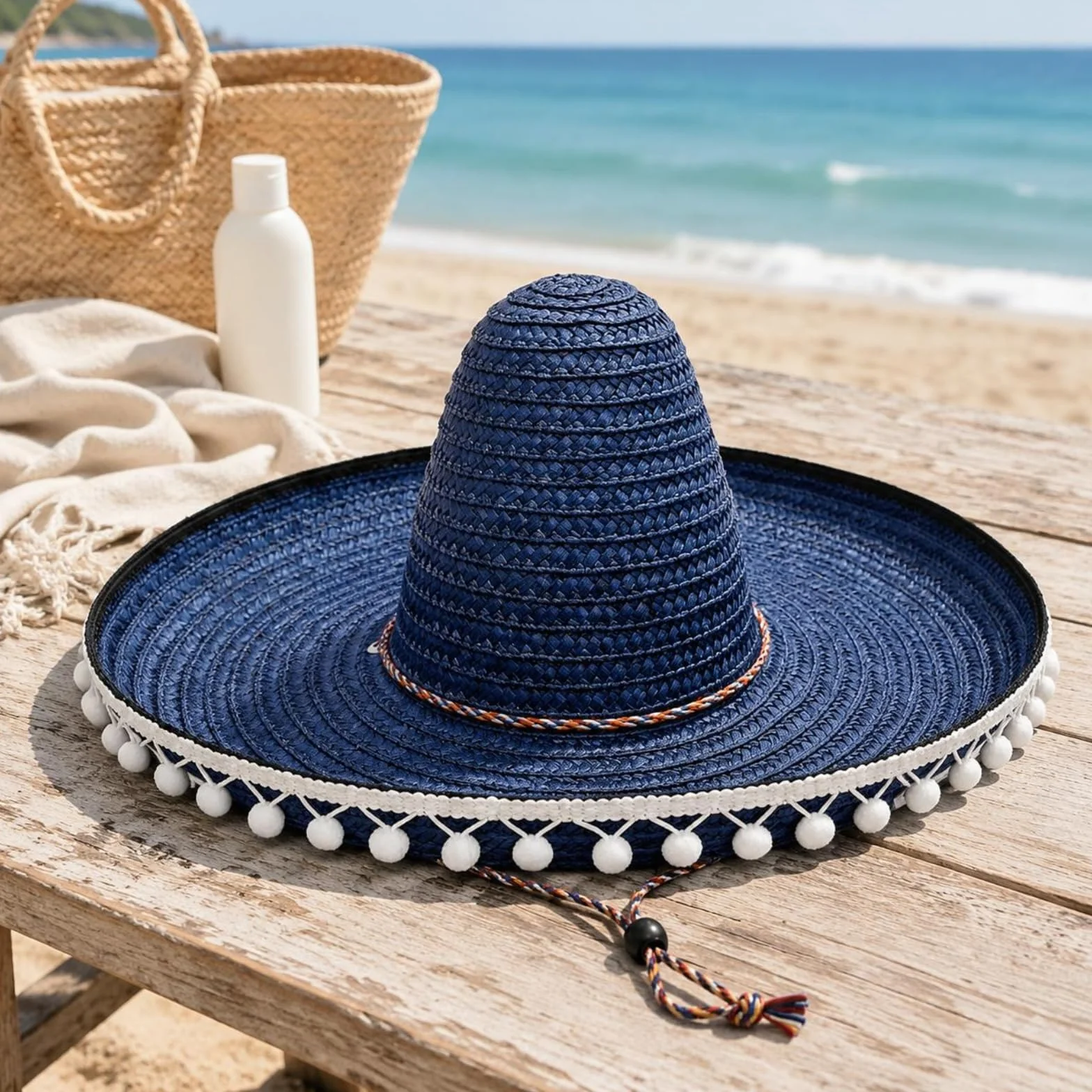 Tradicional Ancha Sombrero Protector Solar Gorro Decorativo con Borlas Diseño Llamativo para Adultos Adecuado para Celebraciones Fotografía