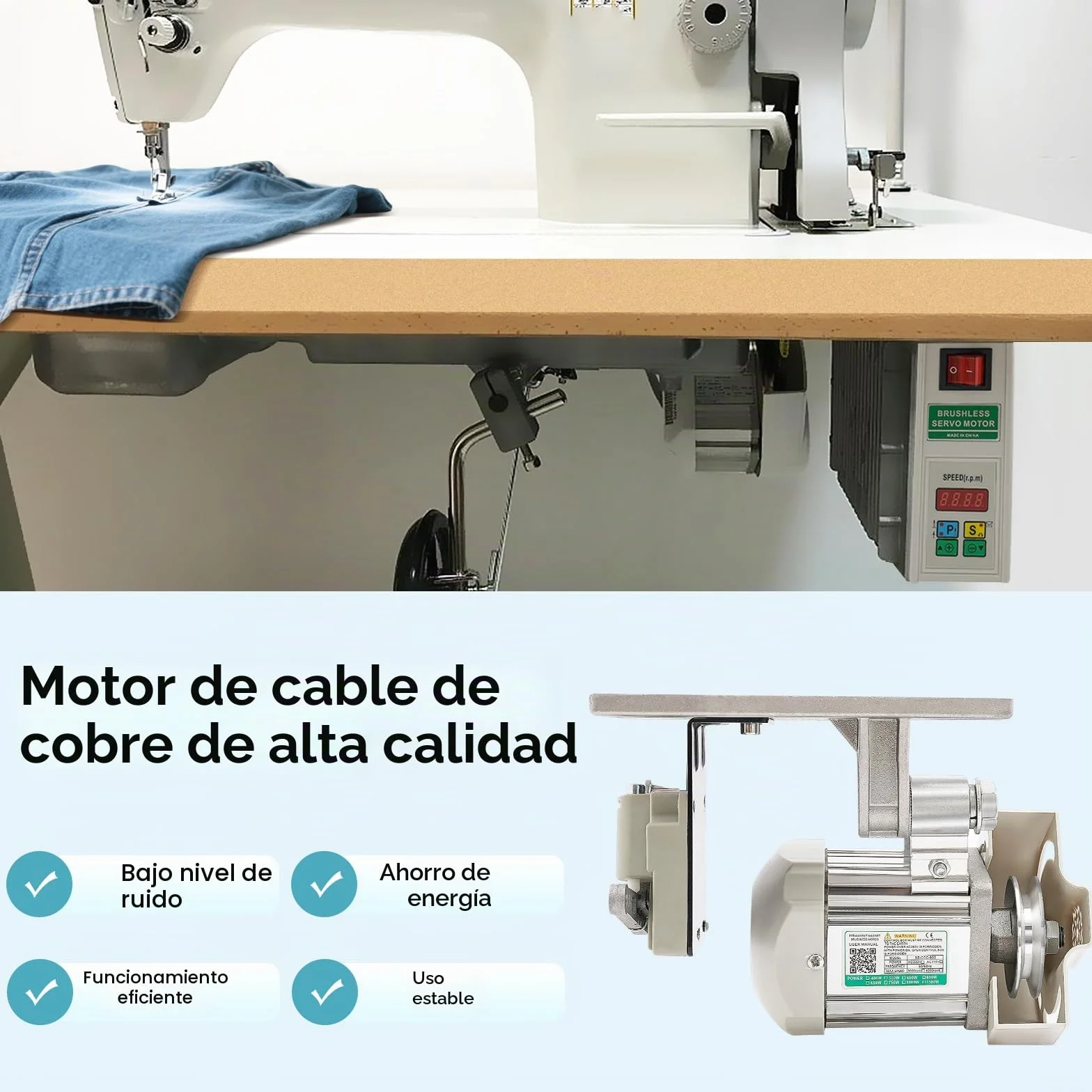 Maquina de coser industrial, Motor eléctrico para máquina, Motor maquina coser 750 W 220 V, servo motor industrial, 500-3500 rpm, para máquinas de coser industriales sin escobillas
