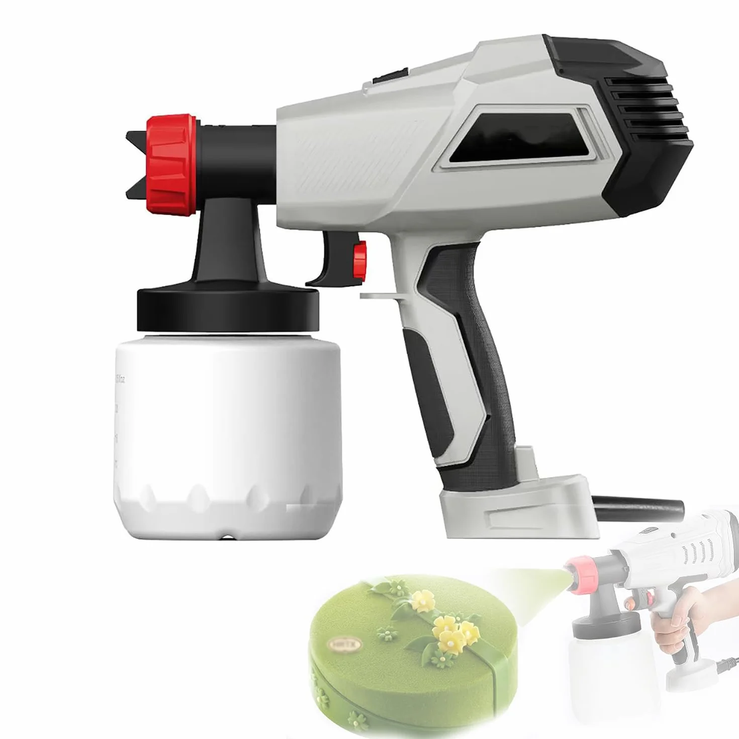 Pistola eléctrica de chocolate para decoración de postres, kit de decoración de pasteles con boquilla giratoria de 360°, 3 patrones para pasteles, chocolate, mousse, fácil de usar