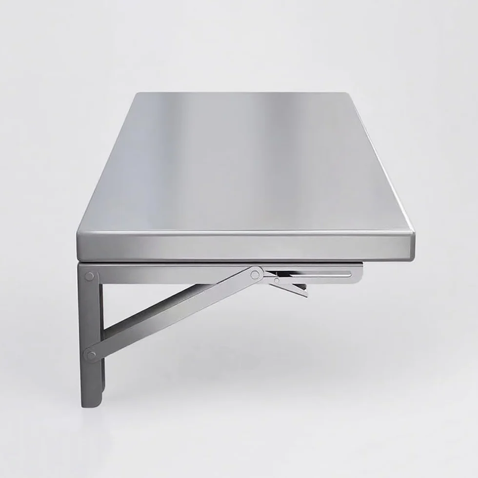 Mesa Plegable de Acero Inoxidable para Montaje en Pared, Escritorio de Cocina/Comedor Que Ahorra Espacio, Mesa de Trabajo Flotante para Ordenador en Espacios reducidos, Escritorio Plegable p