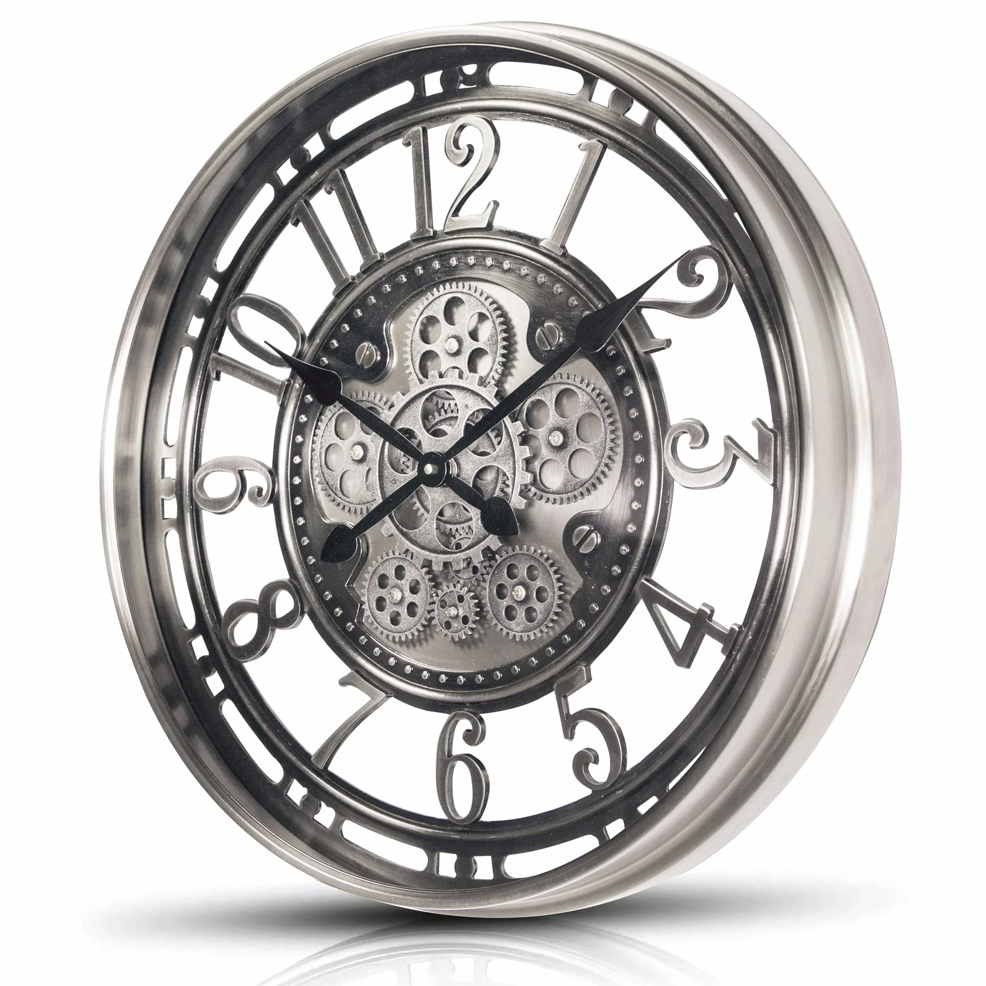 Infinity Time Reloj de Pared Redondo de 21 Pulgadas, diseño de Engranaje Expuesto en Movimiento, Estilo Vintage, Industrial Steampunk, Engranaje de Gran tamaño, Metal Esqueleto, rústico,
