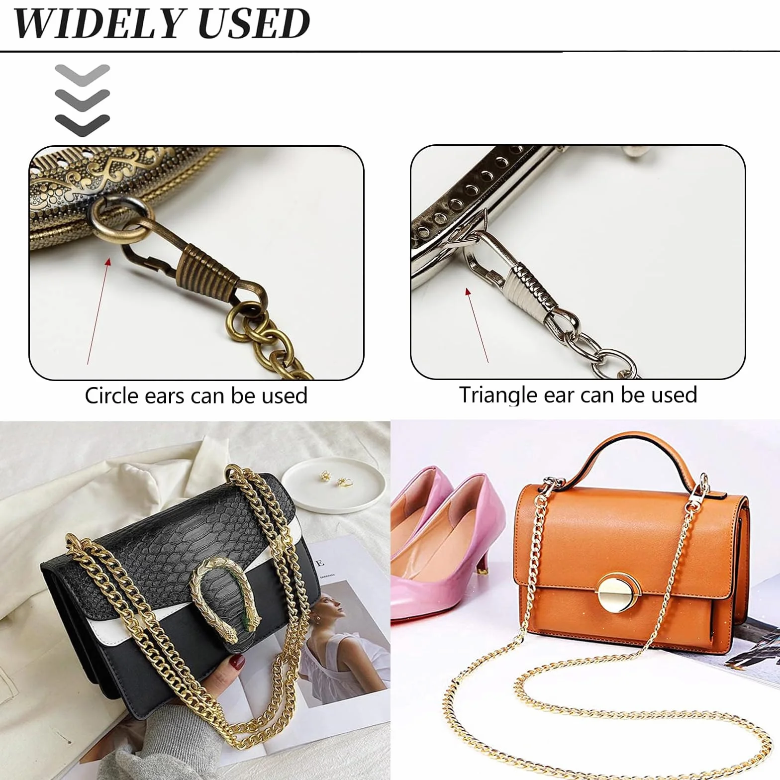 Cadena para Bolso DIY 120 cm 8 Piezas con 16 Anillas en D Plata Oro Bronce Color Arma
