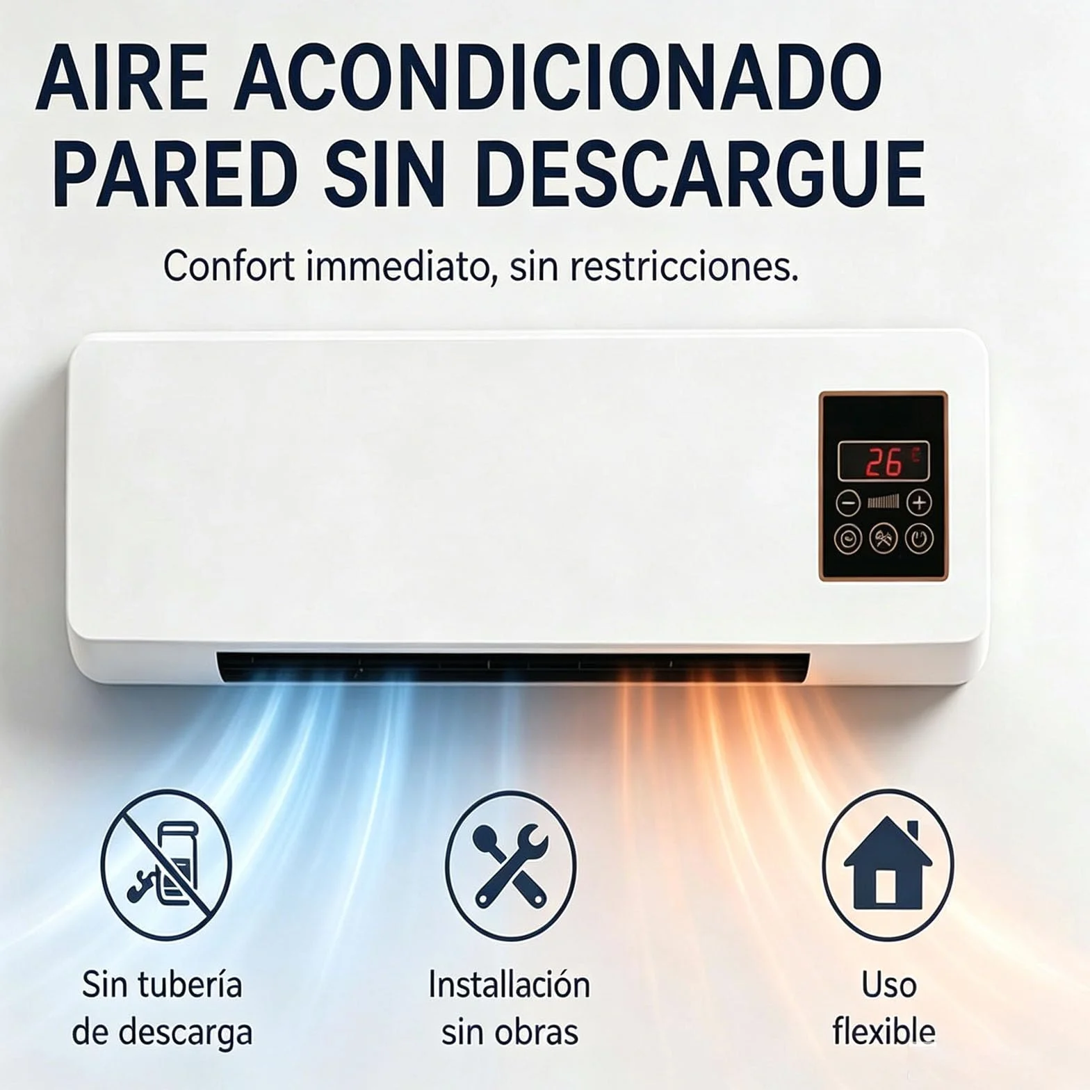 Aire Acondicionado Sin Unidad Exterior, Aire Frio Calor Sin Unidad Exterior, CalefaccióN/Aires Acondicionados RáPido Y Natural SúPer Silencioso (Blancas)