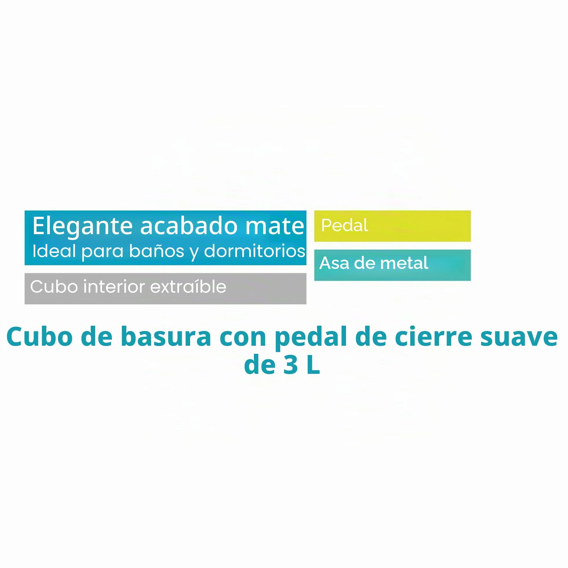 Beldray cubo de baño con pedal 3 L acero inoxidable tapa cierre suave cubo interior extraíble negro