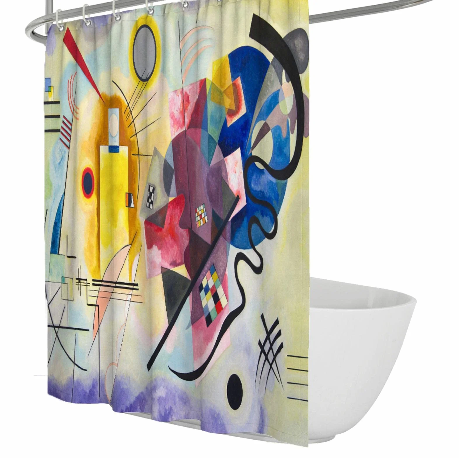 Cortinas de Ducha de Estilo Artista Cortinas de baño de Arte únicas con Ganchos de Tela de poliéster Cortina de Ducha Impermeable para la decoración del baño W190xL220cm