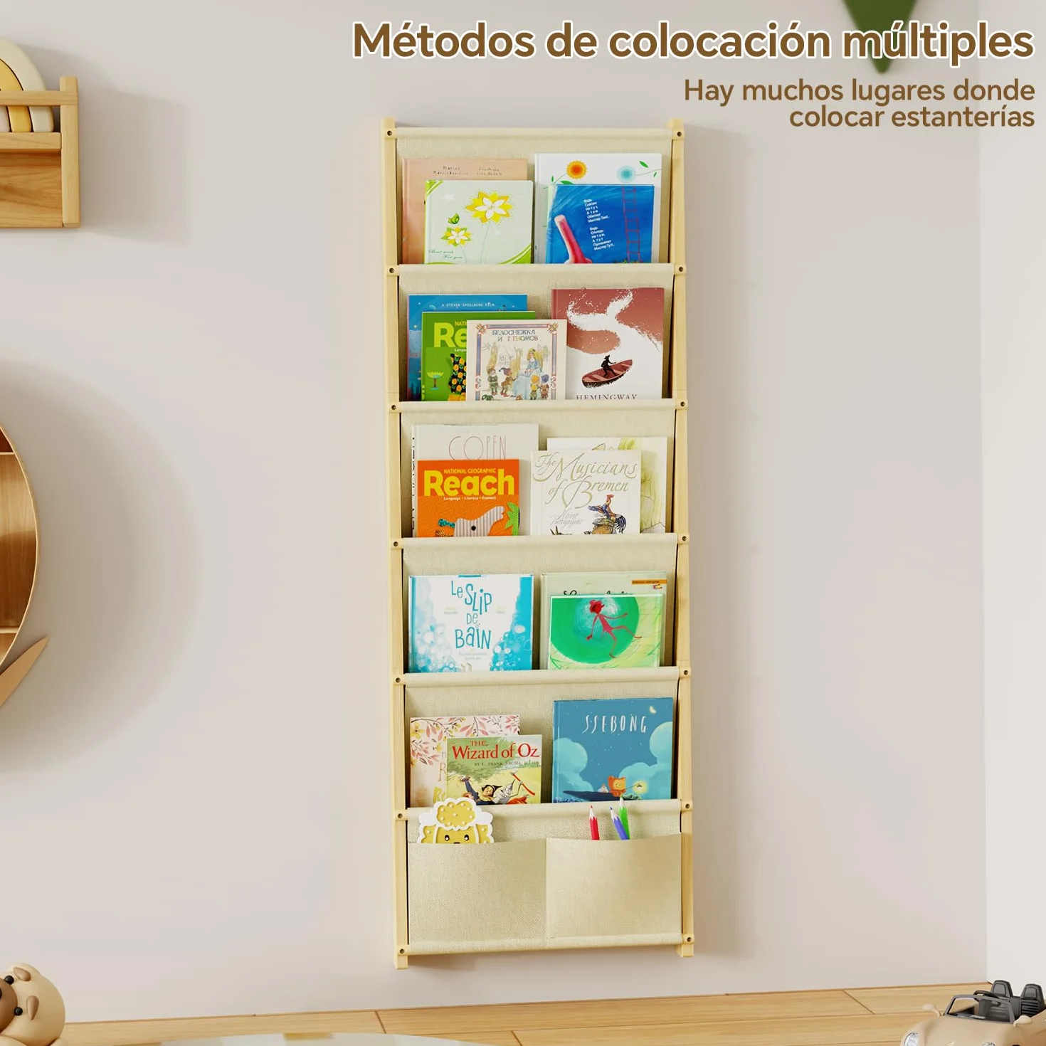 Estantería Infantil 6 Pisos Montessori Pared para Libros