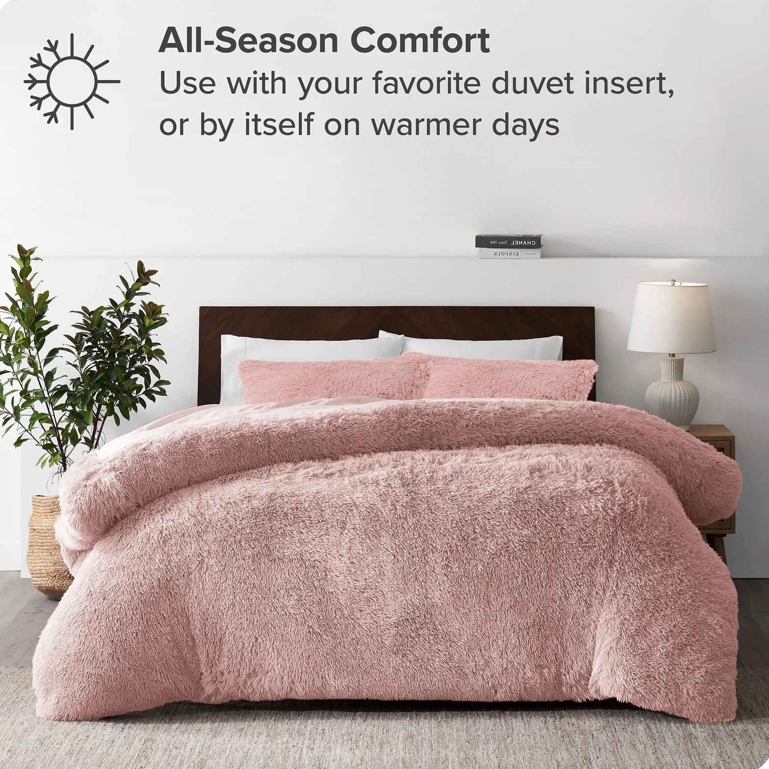 Sleepdown 5056242754657 Juego edredón con Fundas de Almohada, 1 pieza (220 cm x 230 cm), diseño de Pelo Largo, Color, poliéster, Rosa encarnado, Matrimonio