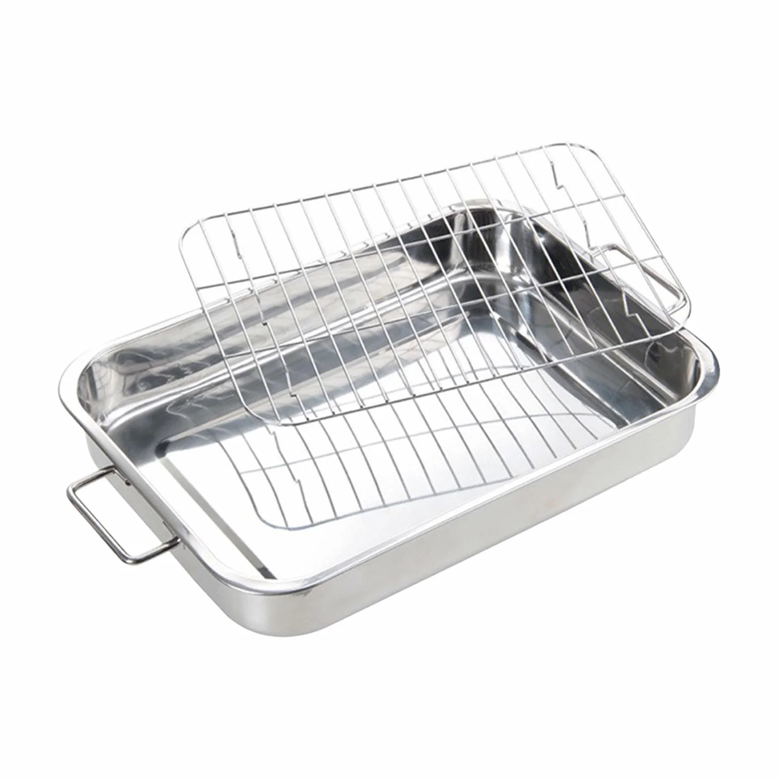 Bandeja De Para Utensilios De Cocina De Acero Inoxidable | Asador De Horno De Metal Para Cenas De Acción De Gracias Reuniones Familiares Principiantes Pollo Jamón