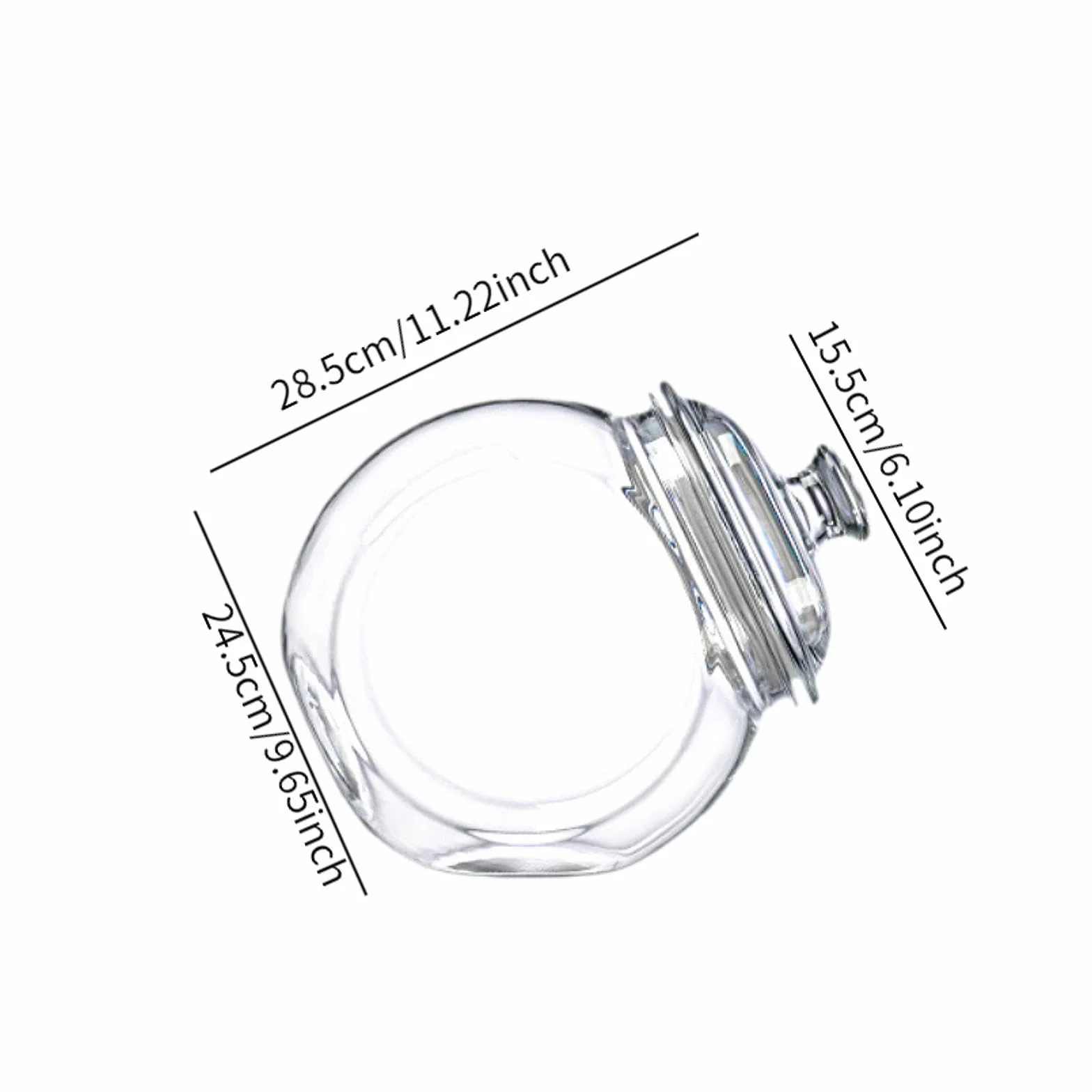 Tarro de Cristal Inclinado, Tarro de Dulces Multifuncional con Cierre, Recipiente de Almacenamiento para Decoración del Hogar, 6.2l, Individual