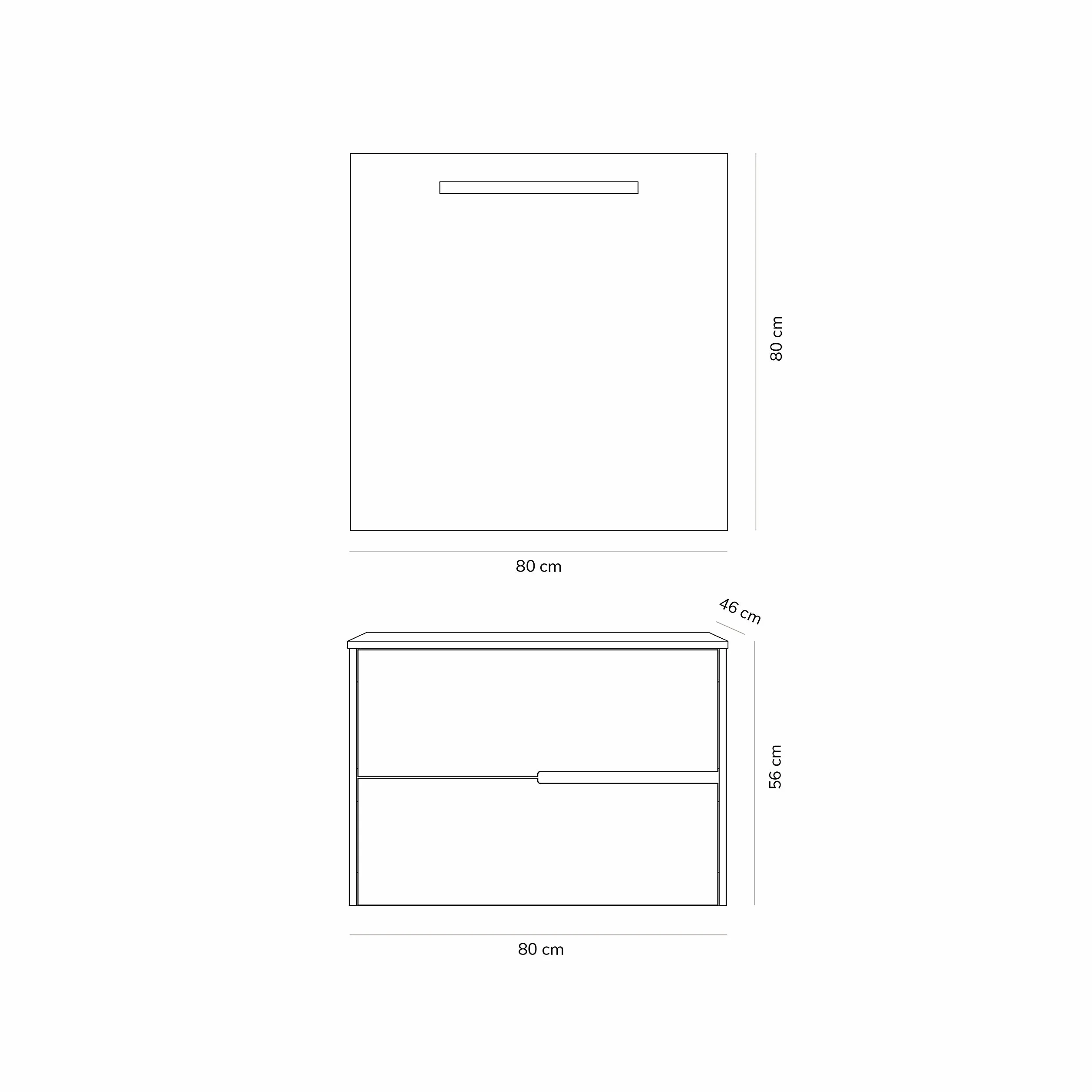 Baikal Mueble de baño Gavin suspendido 2 cajones con lavabo cerámico y espejo 80 cm Nature