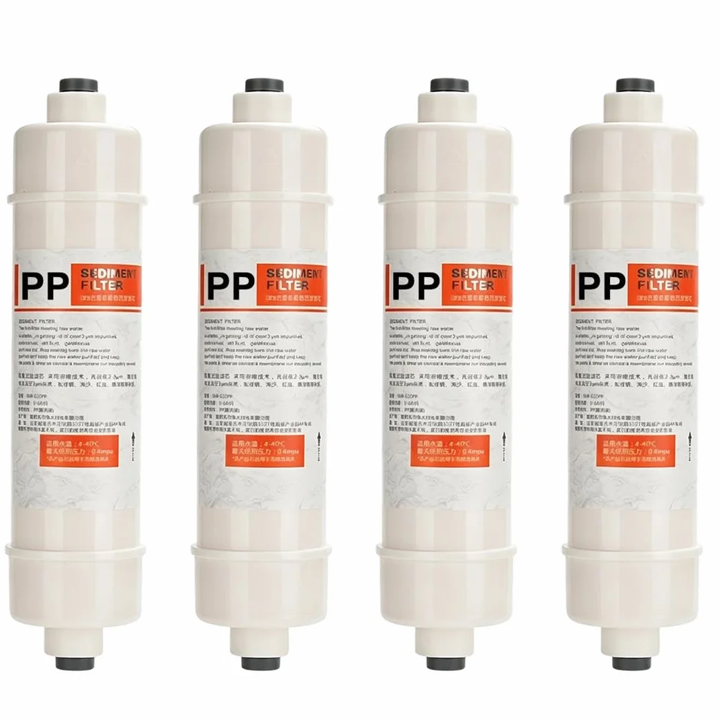 Paquete De 4 Cartuchos Prefiltro De Sedimentos De Algodón PP 10",con Conectores Rápidos 1/4" Para Sistemas Ósmosis Inversa, Agua De Pozo Y Filtración Bajo El Fregadero
