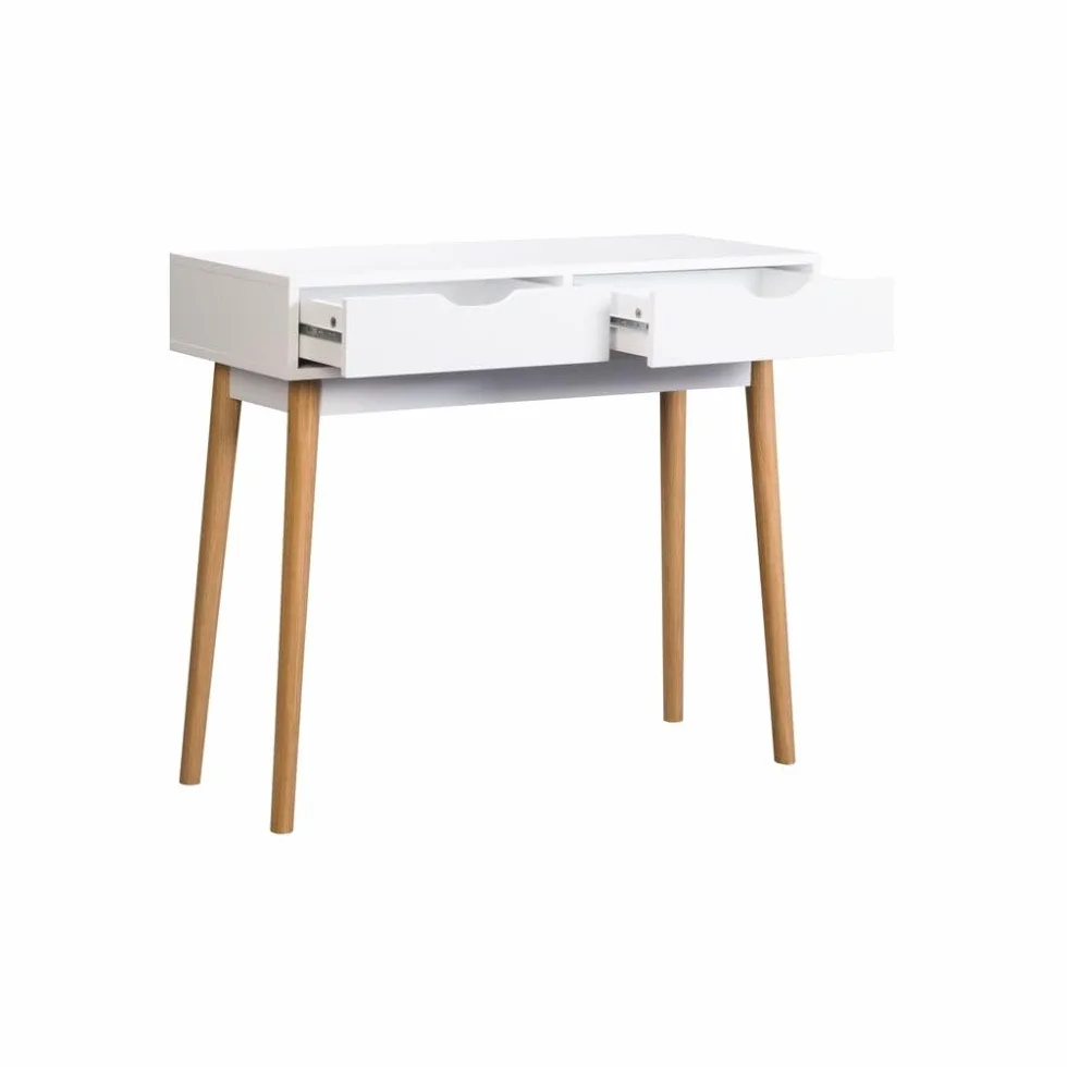 Mobelcenter, Mueble Recibidor Fiano Estilo nórdico, Mueble Entrada con 2 cajones, Acabado Blanco, Medidas: Ancho: 90 cm x Alto: 78 cm x Fondo: 35 cm (1469)