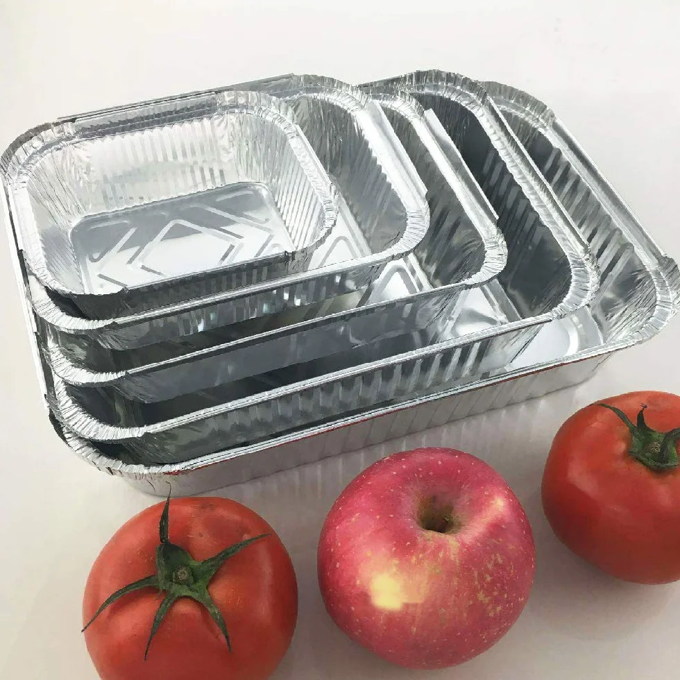 100 uds - Envase/Recipiente de Aluminio Rectangular + Tapa de cartón - Capacidad 1125 ml y tamaño 200x150x35 mm - Bandejas Desechables y reciclables, Apto para Altas temperaturas