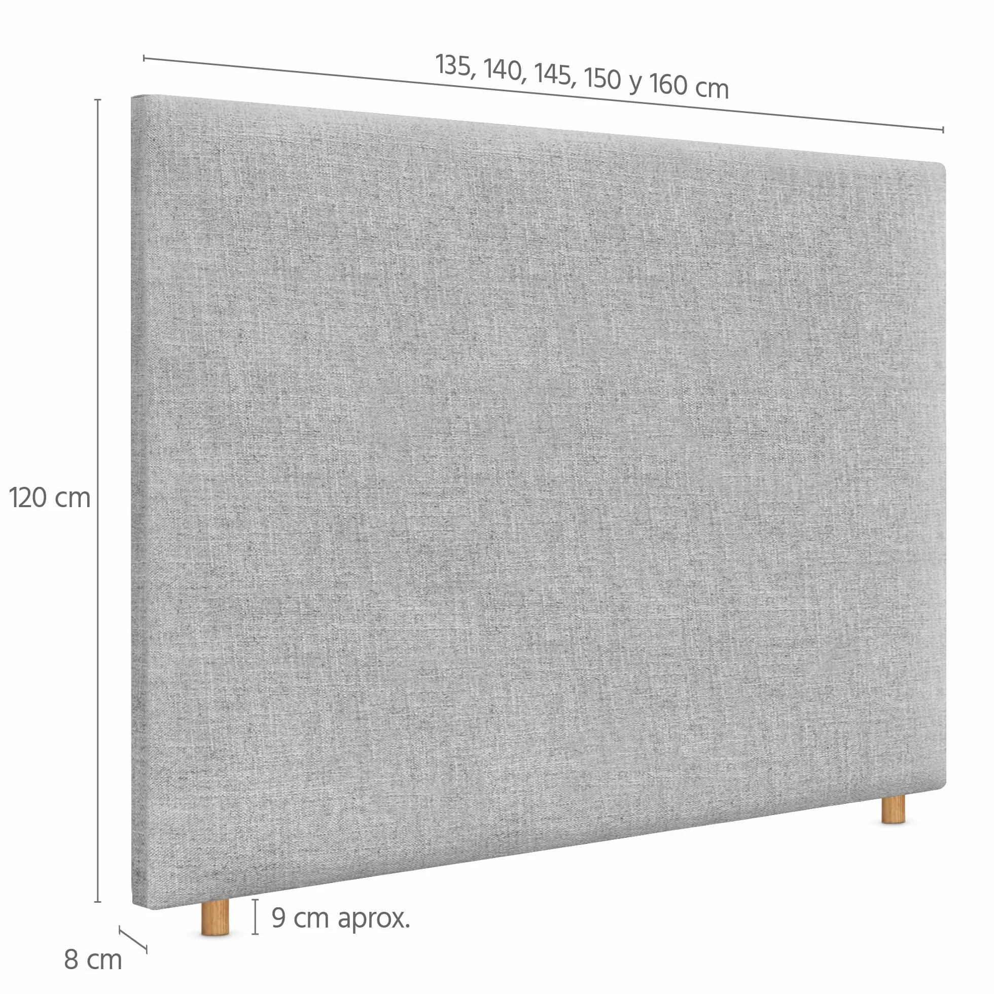 DHOME Cabecero de Lino Natural Liso hasta el Suelo con 8cm de Grosor Cabezal Tapizado Cama Dormitorio Moderno Top Trending (Gris Claro, 160cm (Camas 150))
