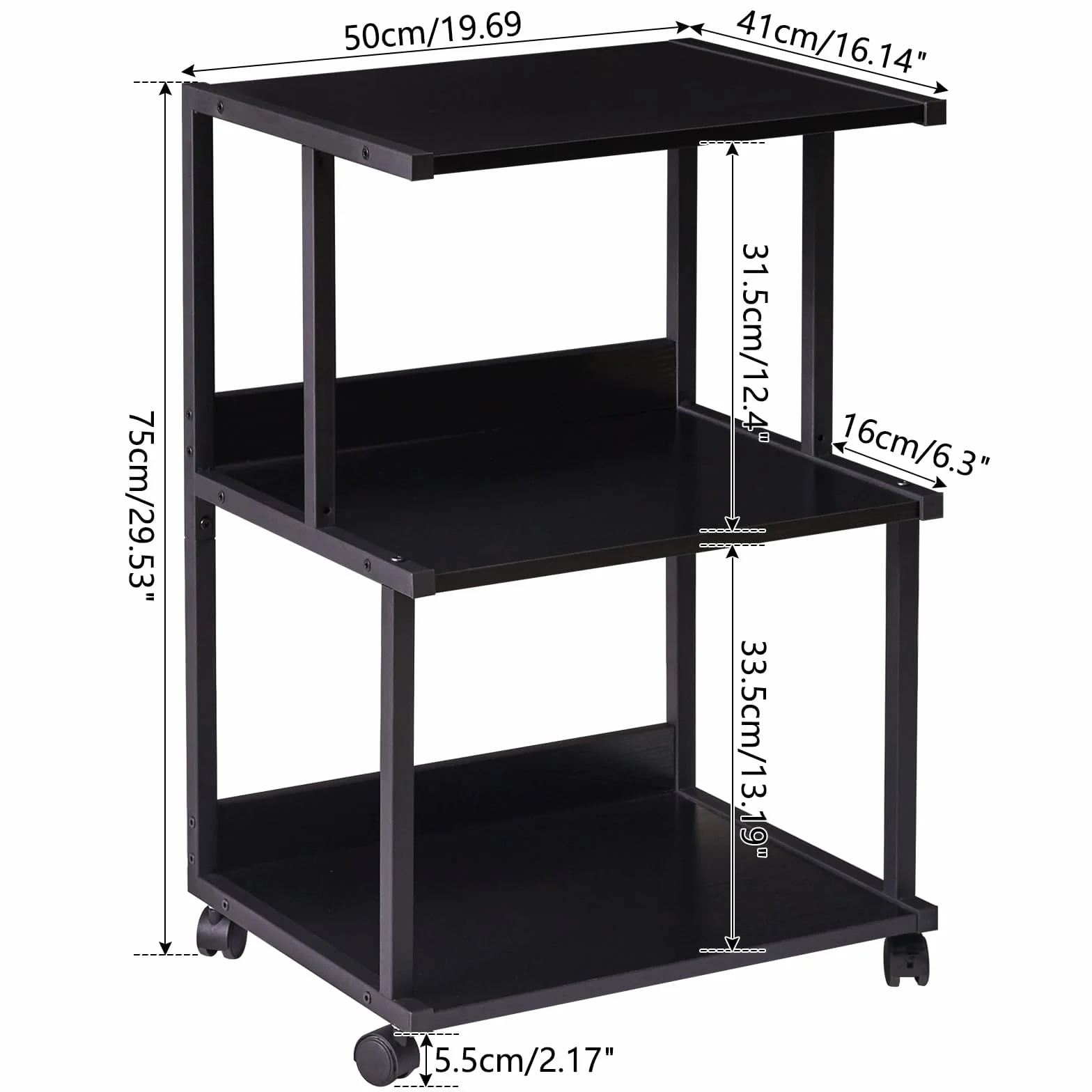 IBUYKE Soporte para Impresora 3 Niveles con Ruedas Carrito Organización Oficina TPS001B