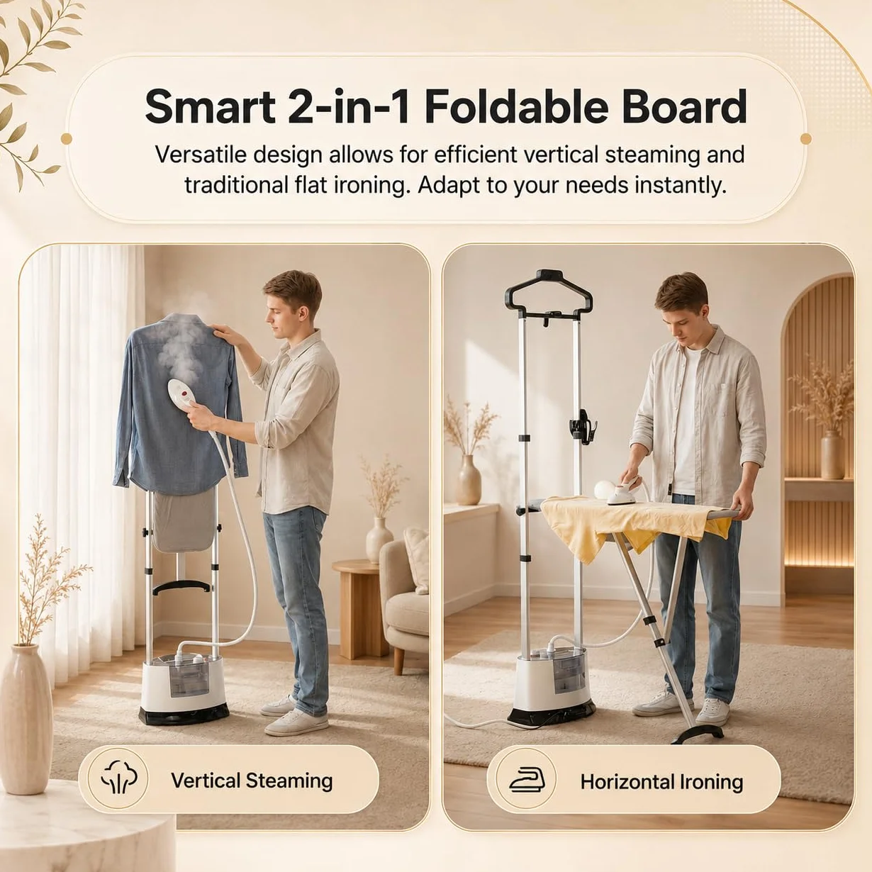 Plancha Verticl Vapor: Centro de Planchado Vertical Vapor con Tabla Plegable 1400W 6 Bar Depósito 1.6L para Camisas Pantalones Cortinas y Ropa del Hogar con Ruedas y Altura Regulable