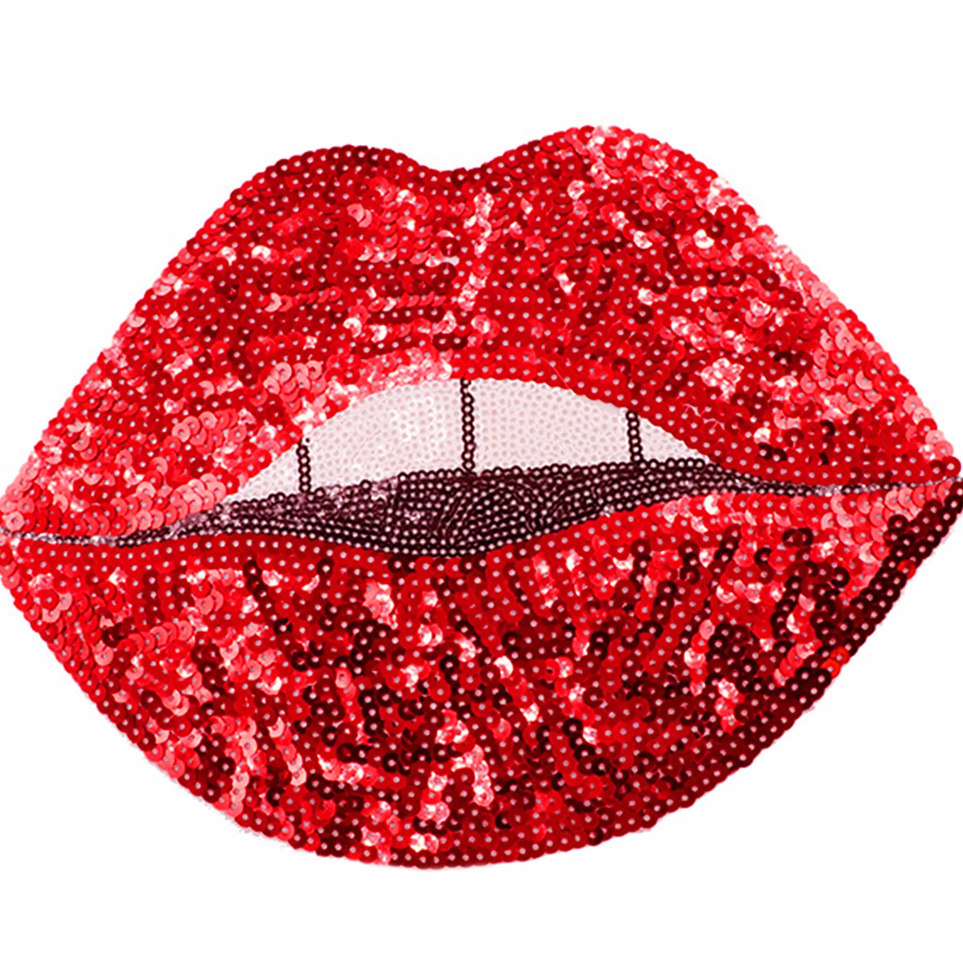 Parches de labios rojos para planchar, parches de labios grandes, parches de lentejuelas para chaquetas, parches de ropa