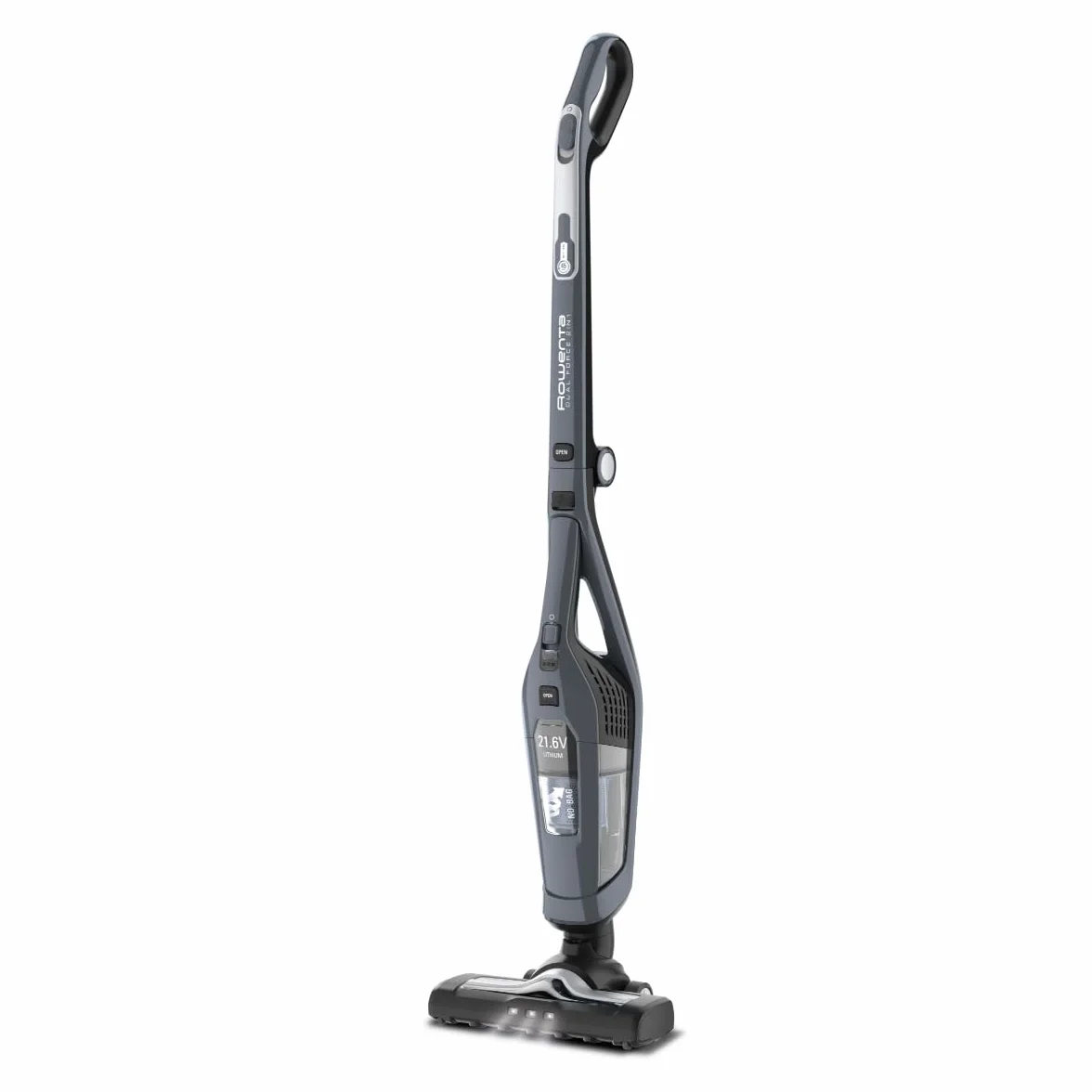 Rowenta Aspiradora Escoba Inalámbrica 2 en 1, Aspirador de Mano Integrado, Luz LED, Ligero, Mango Plegable, Autonomía 75 min, Todo Tipos de Suelos, Tecnología Ciclónica, Dual Force 2 en 1 RH6756WO