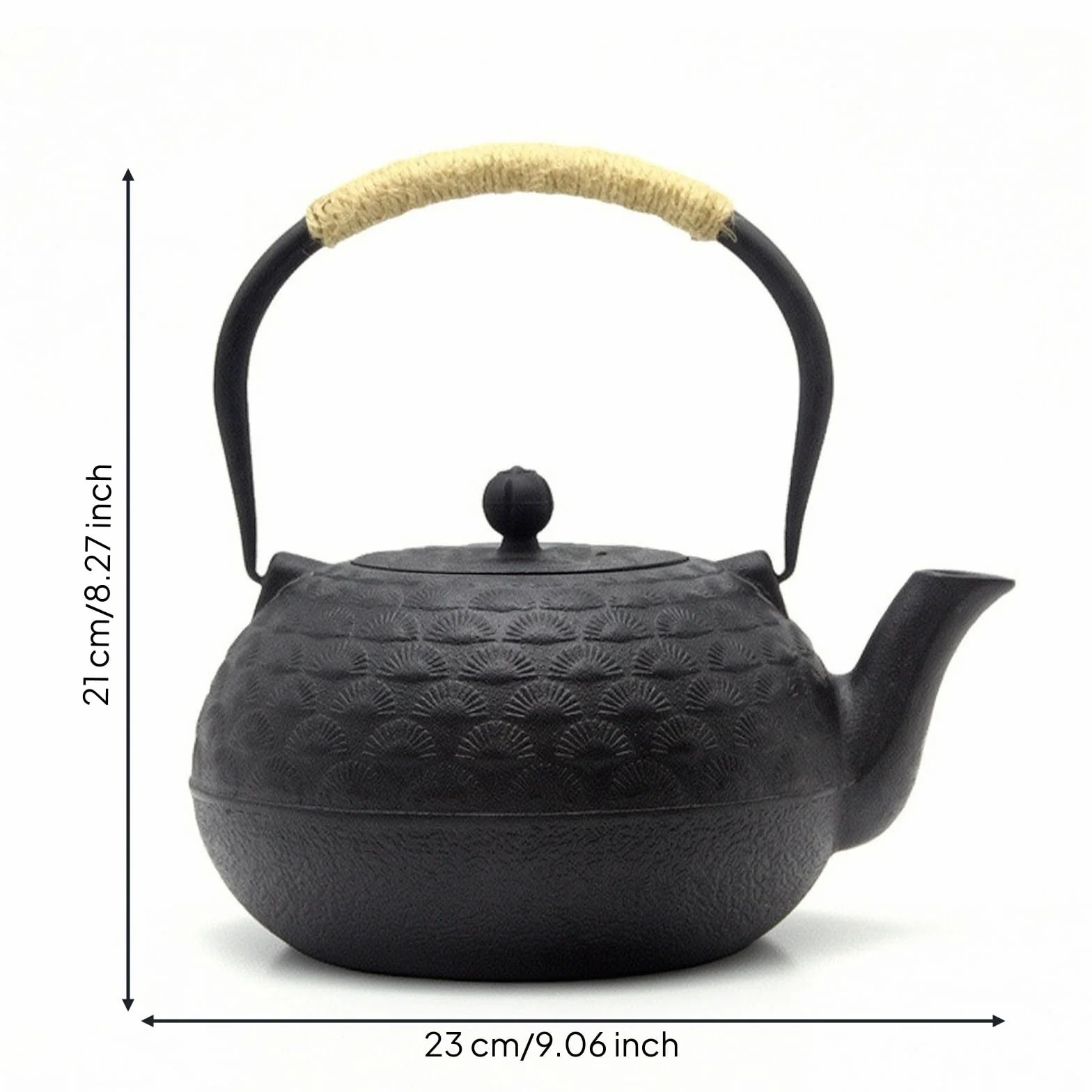 rockible Tetera Hierro Fundido Resistente Al Desgaste Tetera con Tapa Cómodo Vajilla para Aficionados Al Té Té, Invitados, Array, Negro, Con Filtro, Con Cuerda De Cáñamo