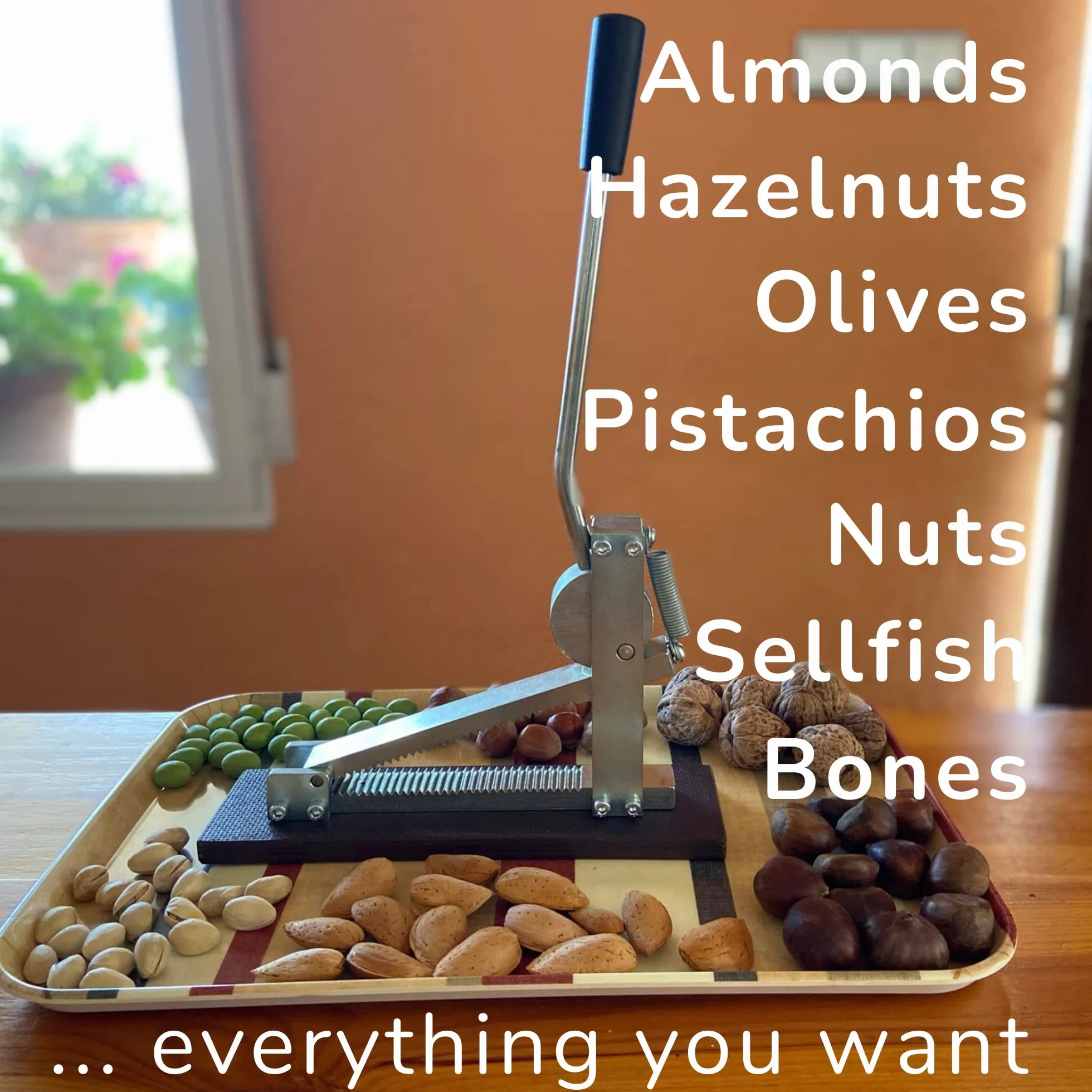 Cascador de Frutos Secos - Fabricado en Acero Máquina Partir Almendras Partidor Pelador de Nueces Avellanas Aceitunas Marisco Rápido Sin Esfuerzo