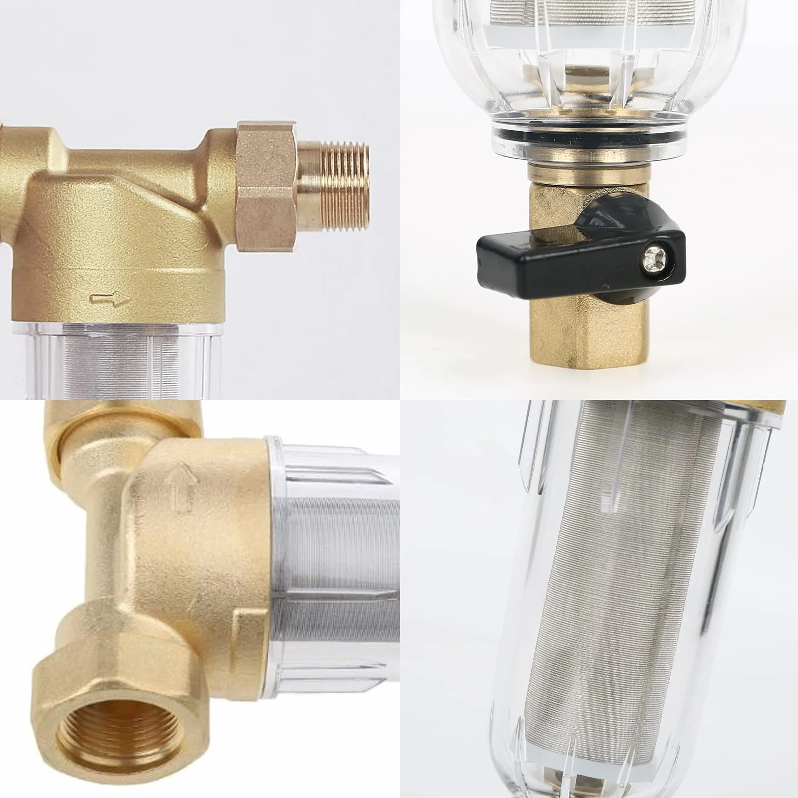 Filtro de agua reutilizable, prefiltro de agua de sedimentos de 1 pulgada, filtro de agua de sedimentos giratorio, filtro fino enjuagable para filtro de sedimentos de manguera de agua de pozo (con