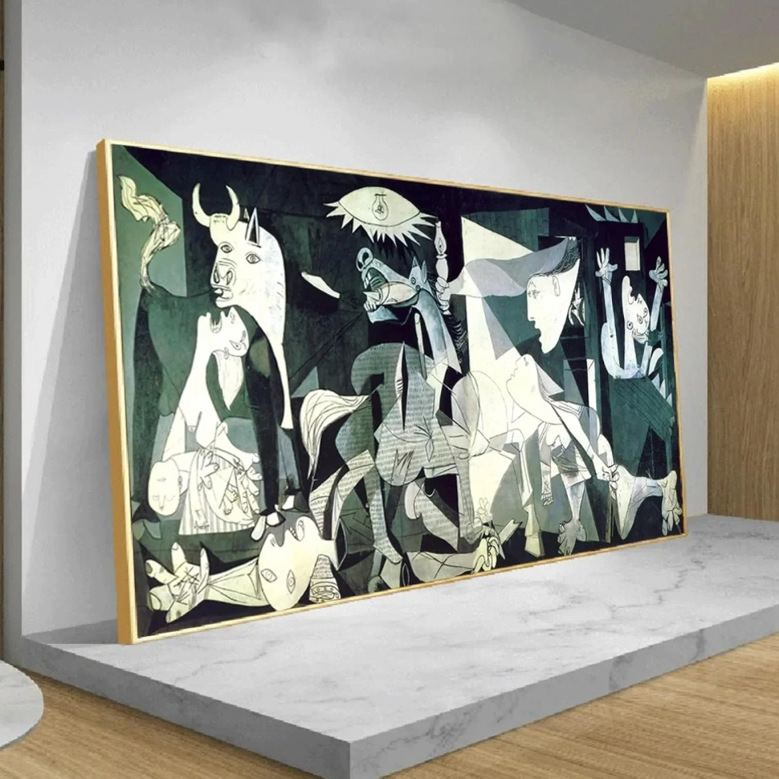 Picasso Pintura famosa Guernica Reproducciones Arte en lienzo Modernismo abstracto de gran tamaño Cuadro de pared Decoración del hogar 100x200cm/39x79in Sin marco