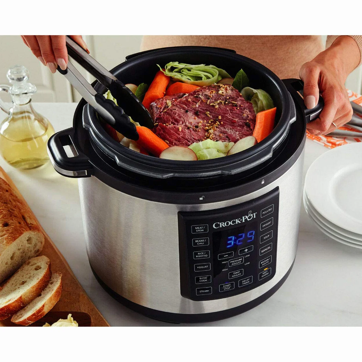 Crock-Pot Express Pressure Cooker CSC051, 12-in-1 Programable Multi-Cocina, 5,6 Litros, Acero Inoxidable