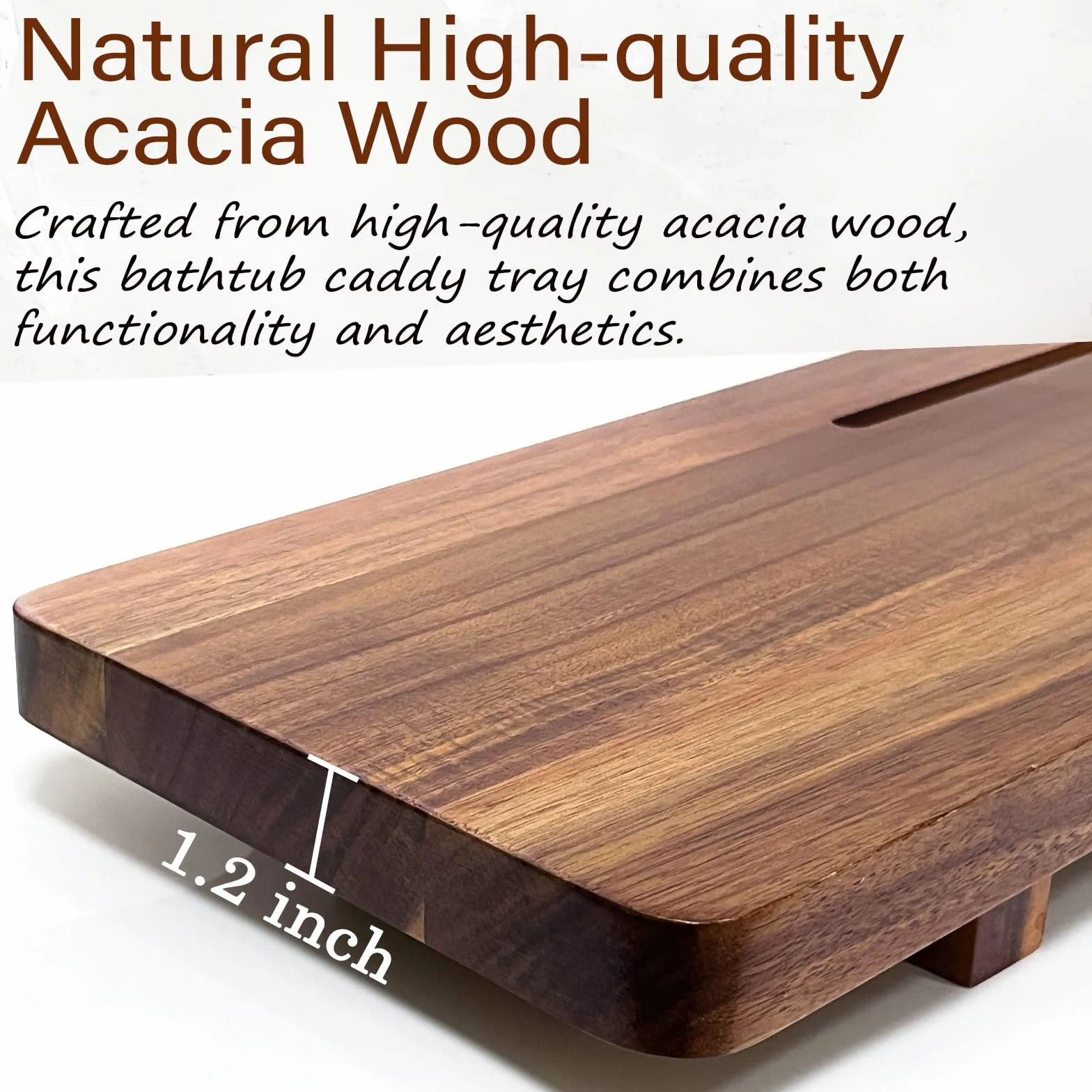 Bandeja de bañera de madera de acacia para bañera independiente, bandeja de baño ajustable de 35 pulgadas para bañera, mesa organizadora de lujo para spa, accesorios de bañera para mujeres