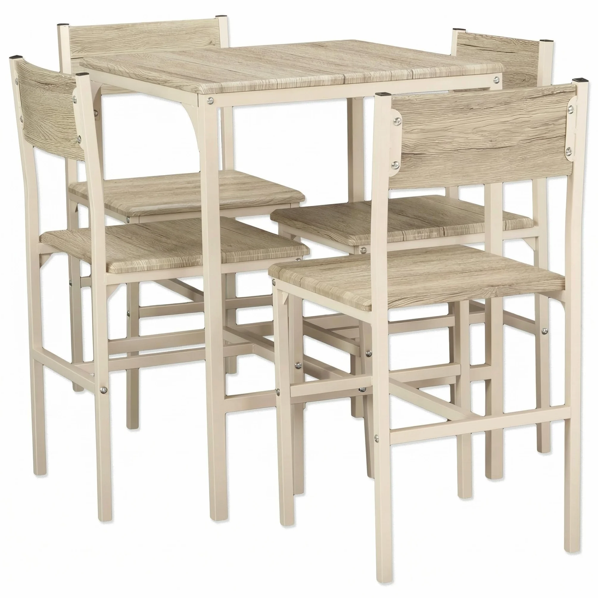 YELLOO Mod. PORTOFINO Set Mesa Bar con 4 sillas Beige Cocina