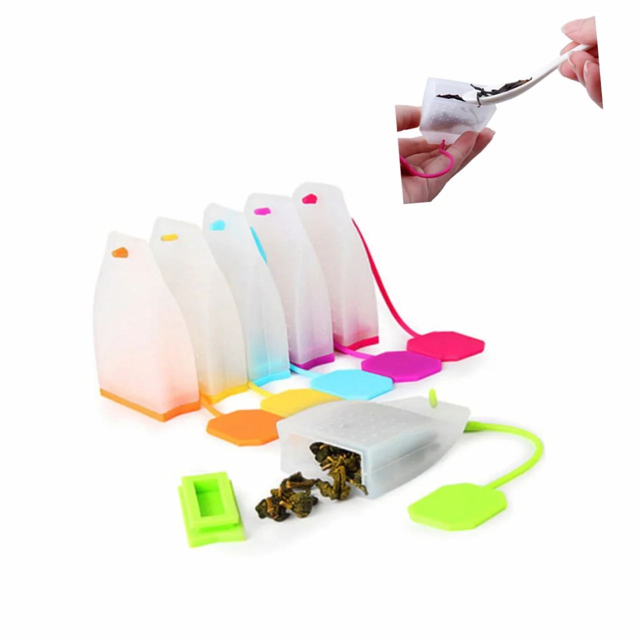 PRETYZOOM 18piezas Filtros De Té De Silicona Reutilizables Infusor De Té Práctico Para Tazas Teteras y Mugs Fácil De Limpiar y Usar Color Aleatorio
