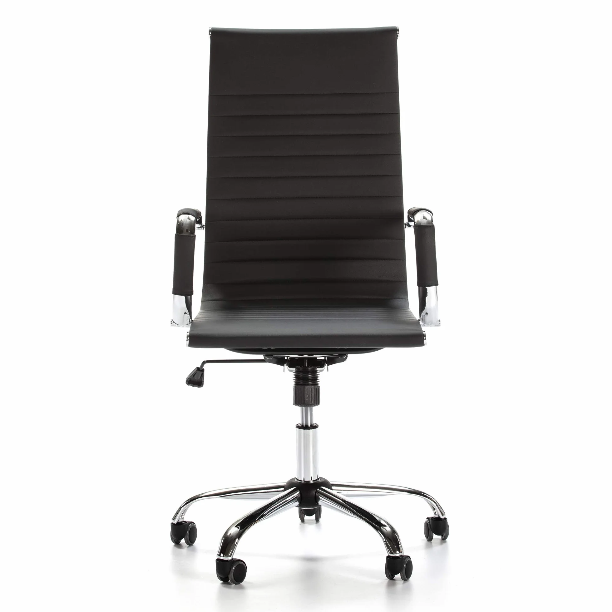 VS Venta-stock Sillón de Oficina Londres reclinable Negro, Piel sintética, Silla ejecutiva con reposacabezas y conjín engrosados, Altura Ajustable, Diseño ergonómico