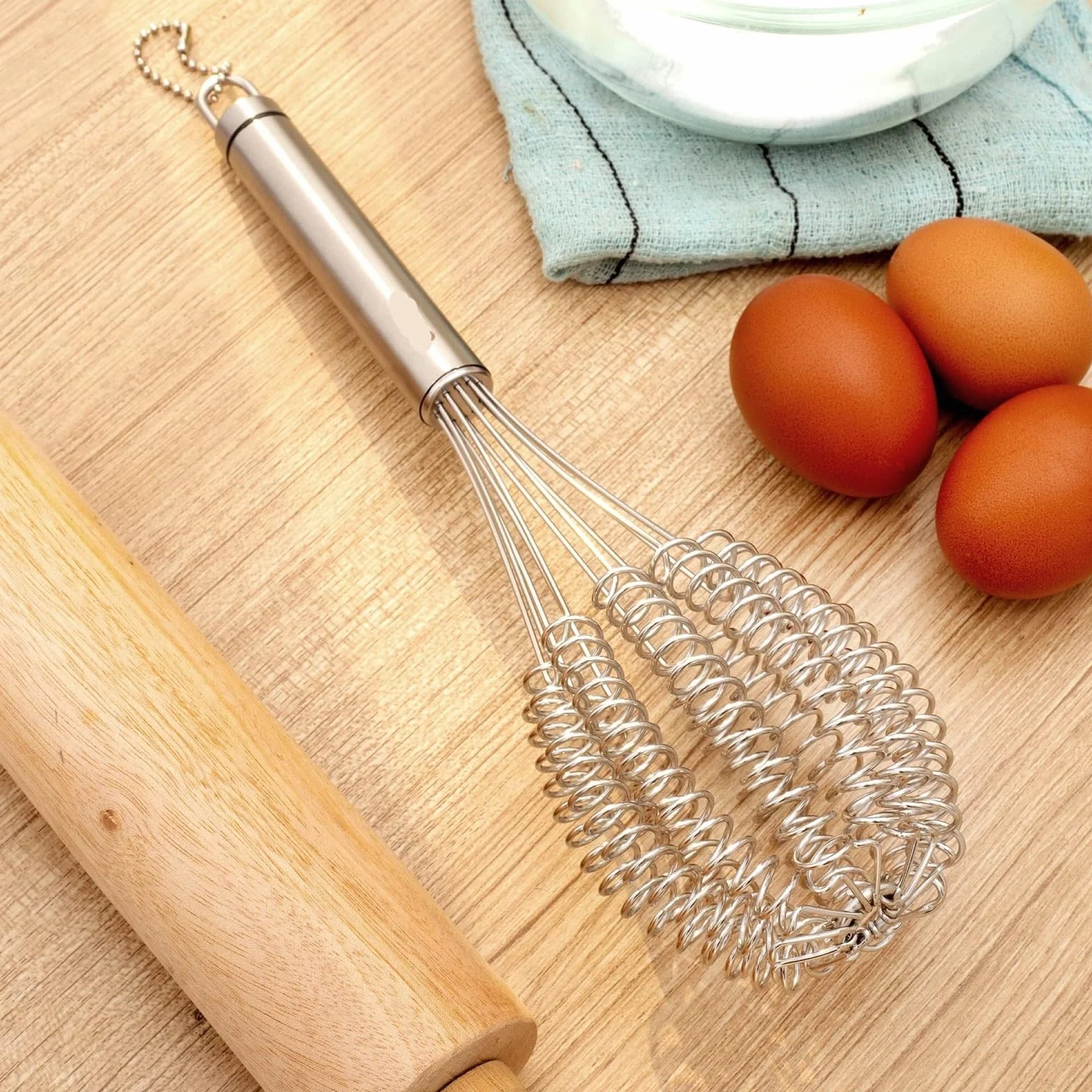 Batidor Varillas Cocina Batidor De Huevos De Acero Inoxidable Batidor De Huevos Manual Hornear En Casa Crema Especial Batidora Mezcla De Harina Barillas Batir Batidor De Huevo(28.5x9cm)