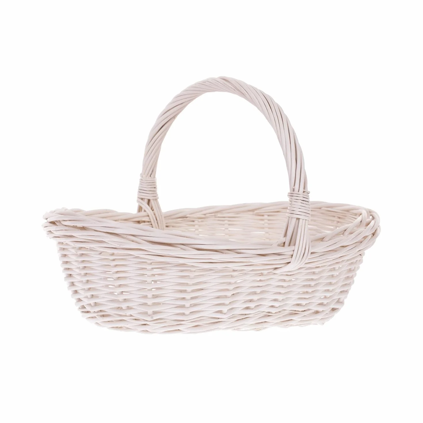 La cesta de la compra de mimbre, colour blanco y servicio de cesta, cesto de mimbre, oval, en caja de regalo cesta de la compra