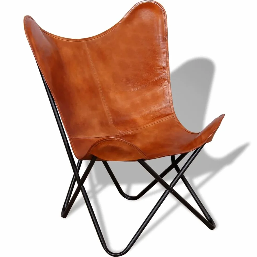 Willood Silla Butterfly de Cuero auténtico marrón