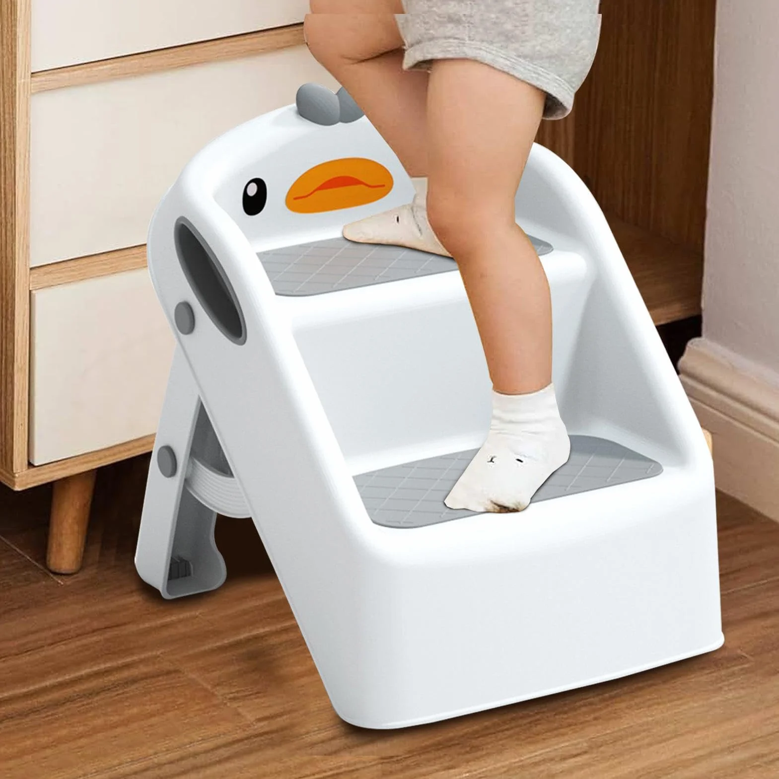 Caminar pie infantil – Escalera plegable 2 pasos para baño infantil | taburete de , antideslizante, portátil, para lavabo, cocina, aprendizaje
