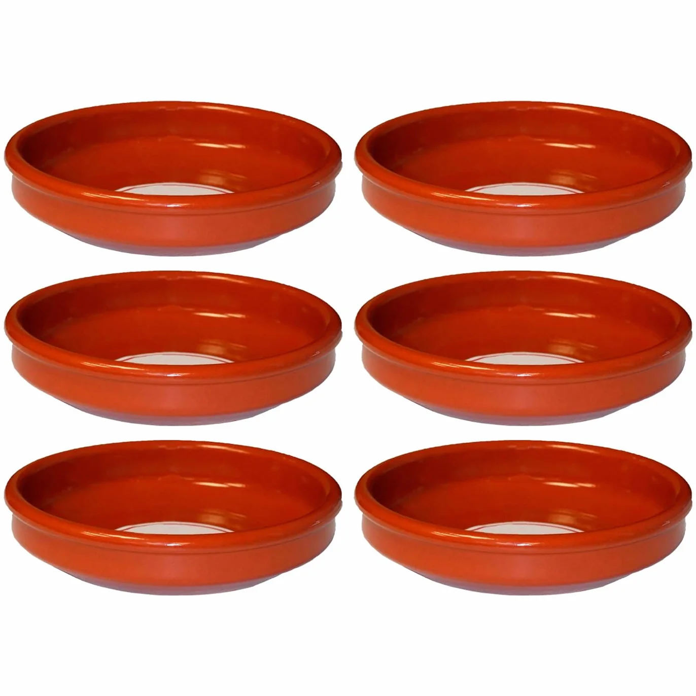 Acan Tradineur - Pack de 6 Cazuelas Redonda de Barro - Apta para vitro y Horno - Ideal para guisos y asados caseros - Ø 32 cm